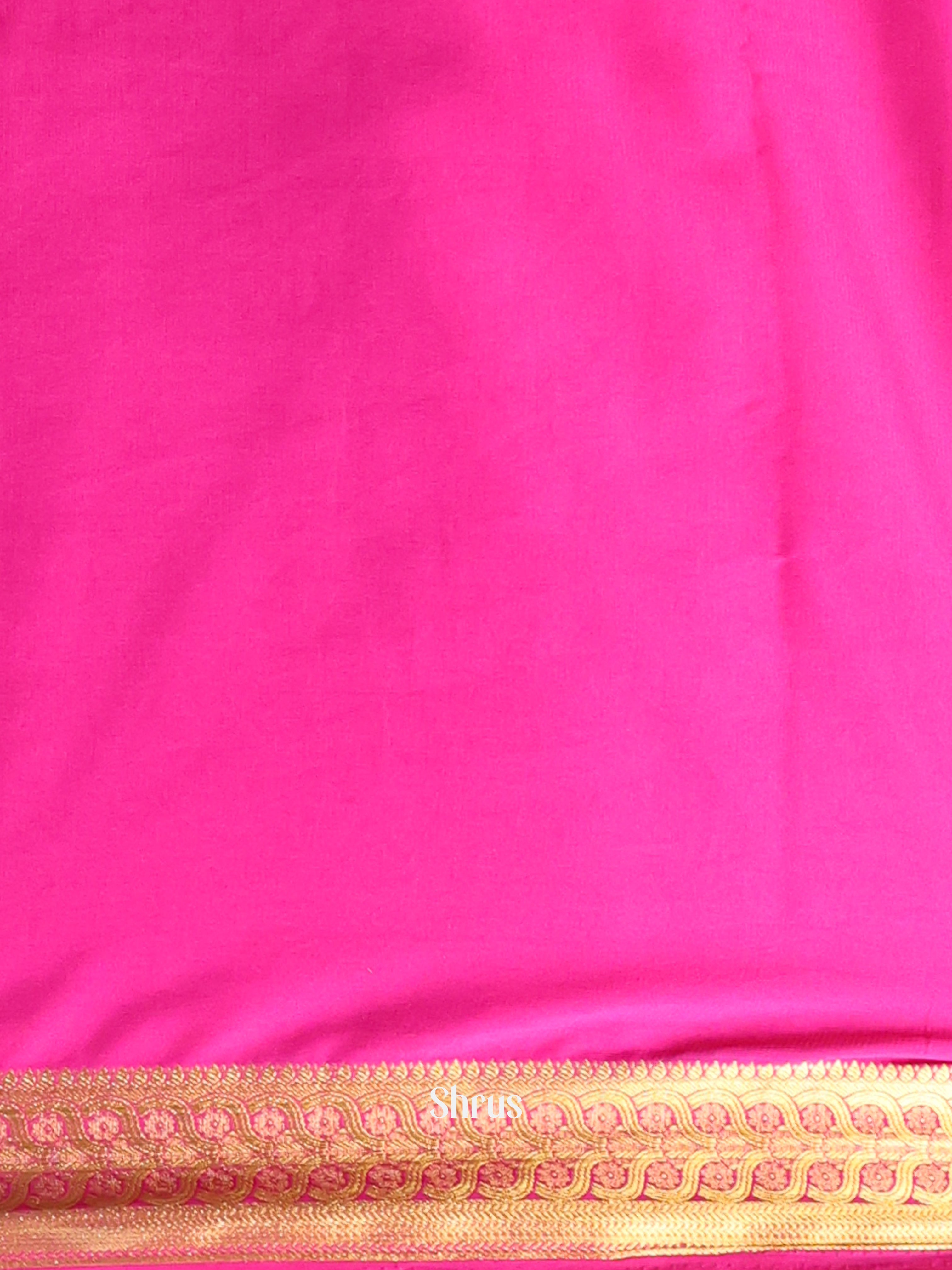 Green & Pink - Semi Mysoresilk Saree - Shop on Shrus.com