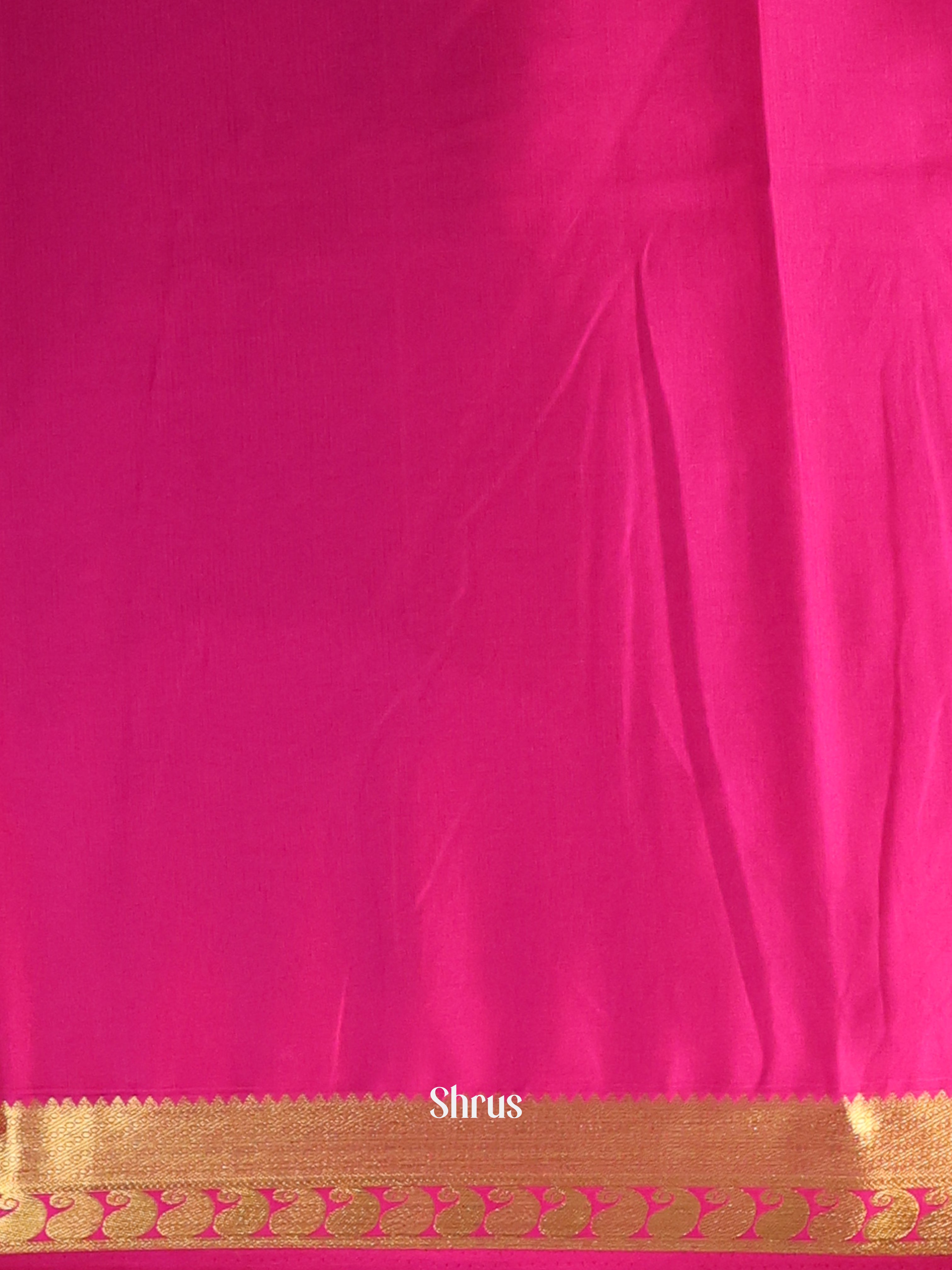 green & Pink - Semi Mysoresilk Saree - Shop on Shrus.com