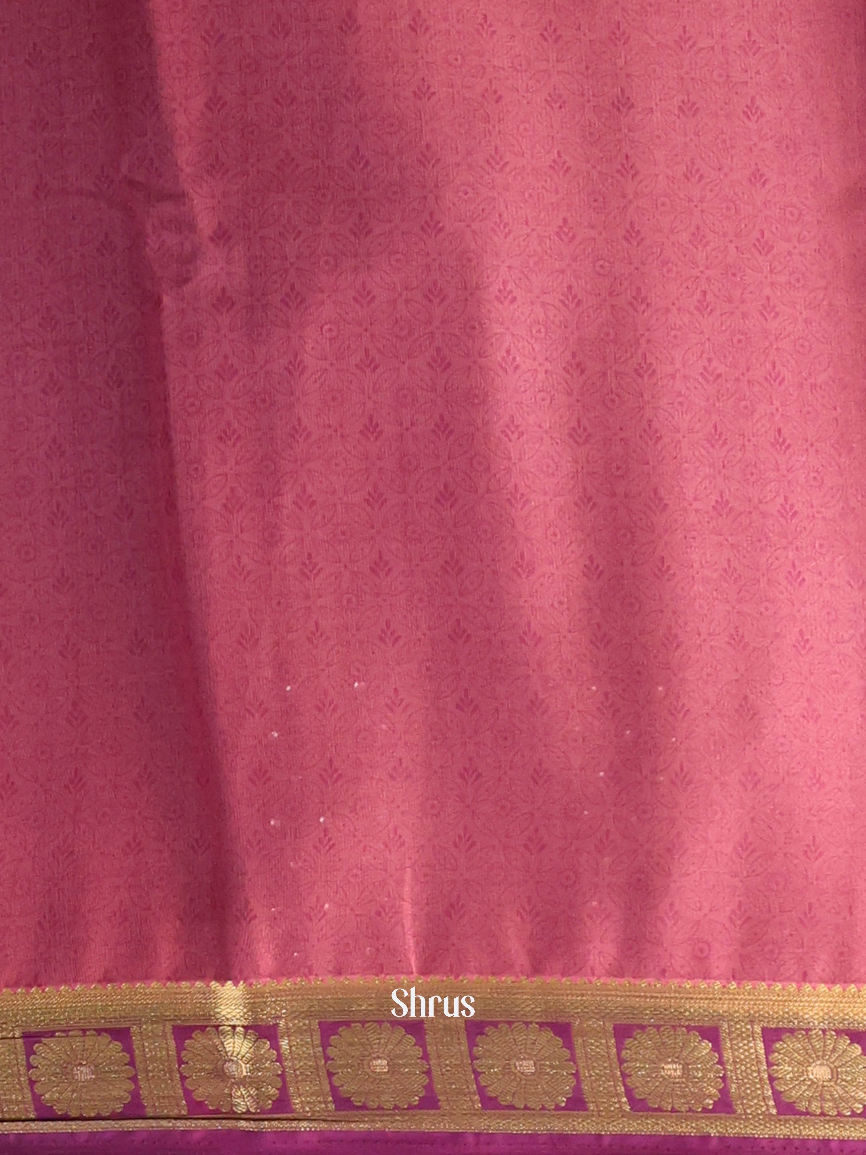 green & Pink - Semi Mysoresilk Saree - Shop on Shrus.com
