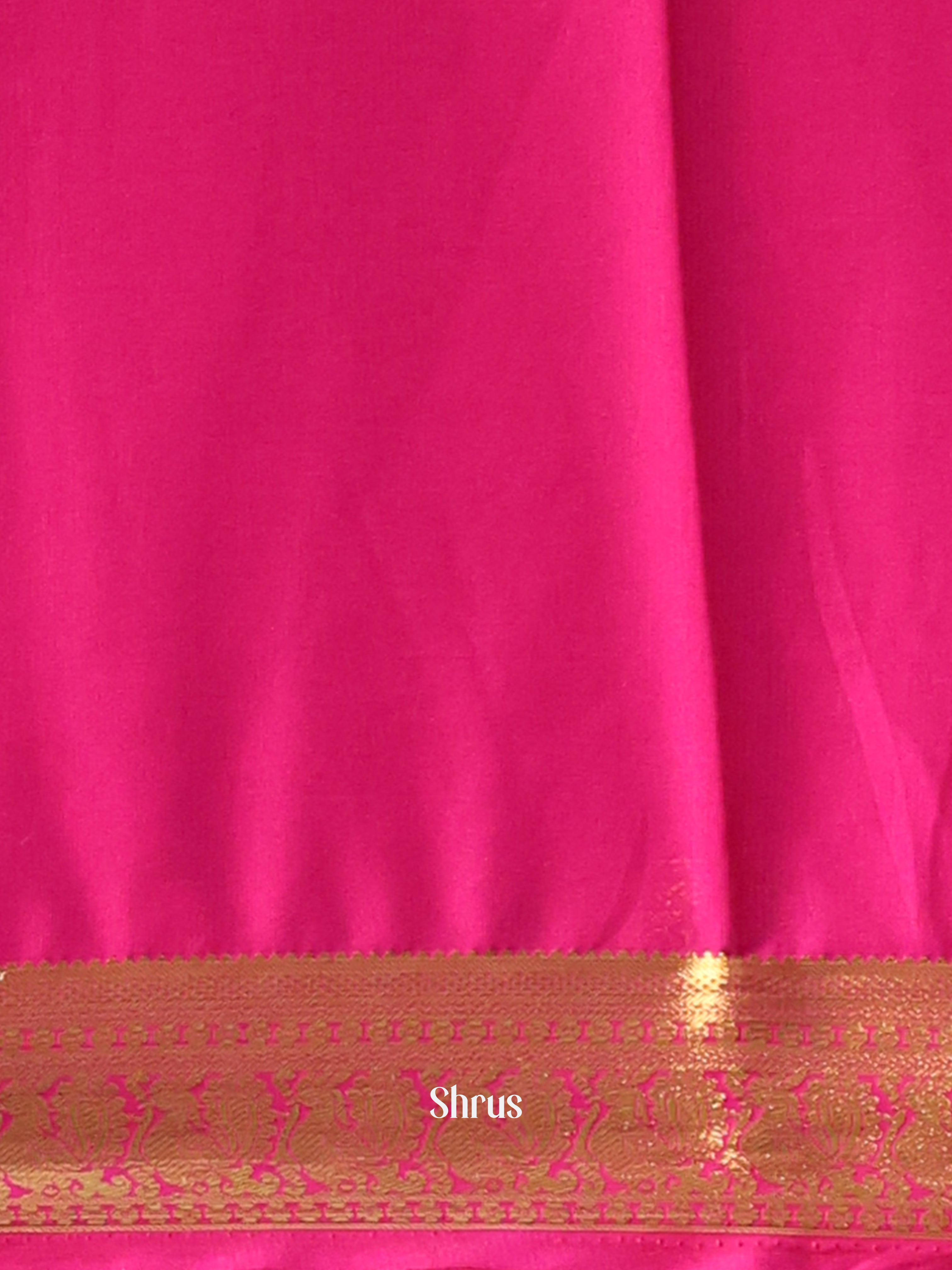 Orange & Pink - Semi Mysoresilk Saree - Shop on Shrus.com