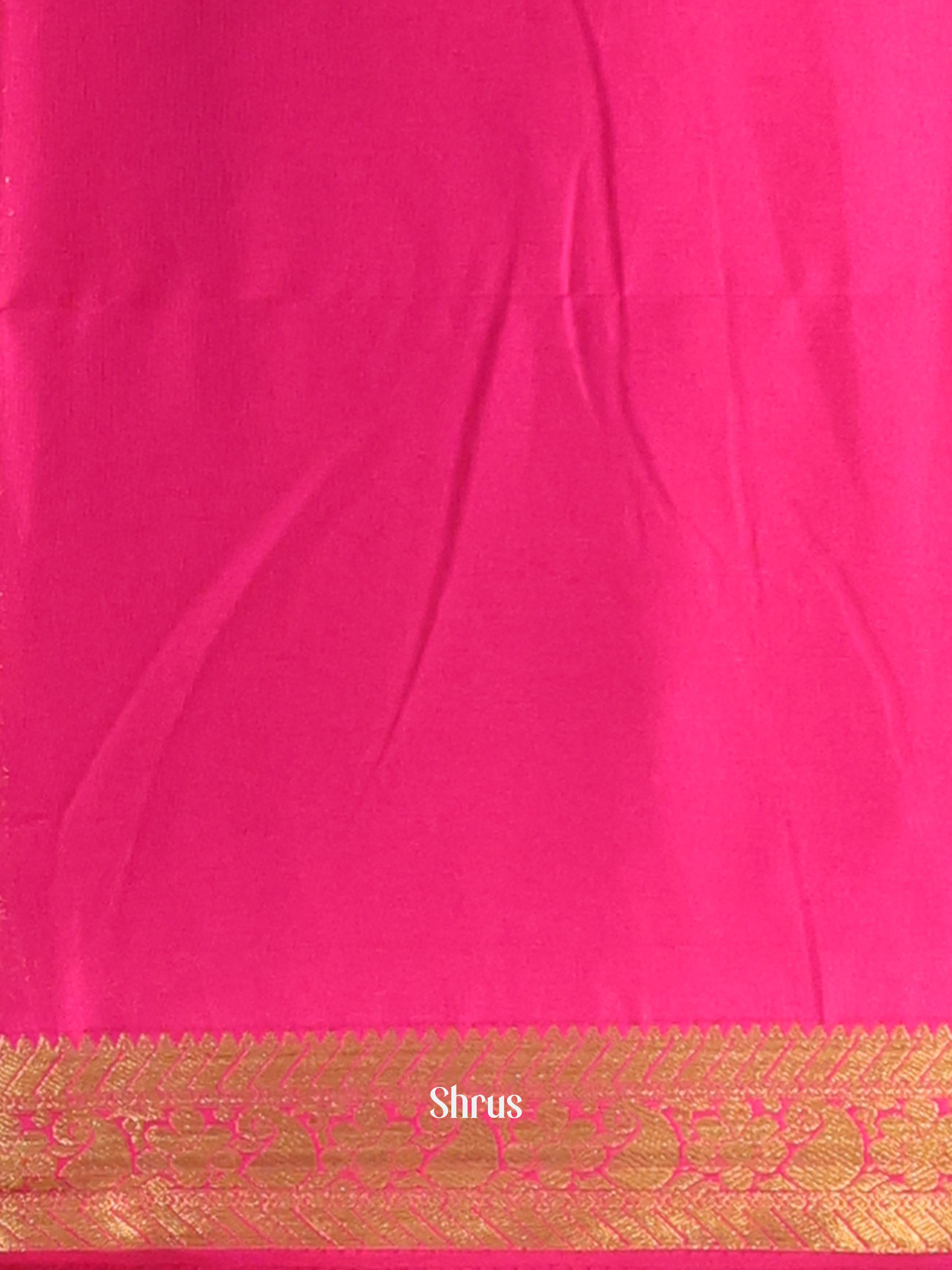 Orange & Pink - Semi Mysoresilk Saree - Shop on Shrus.com