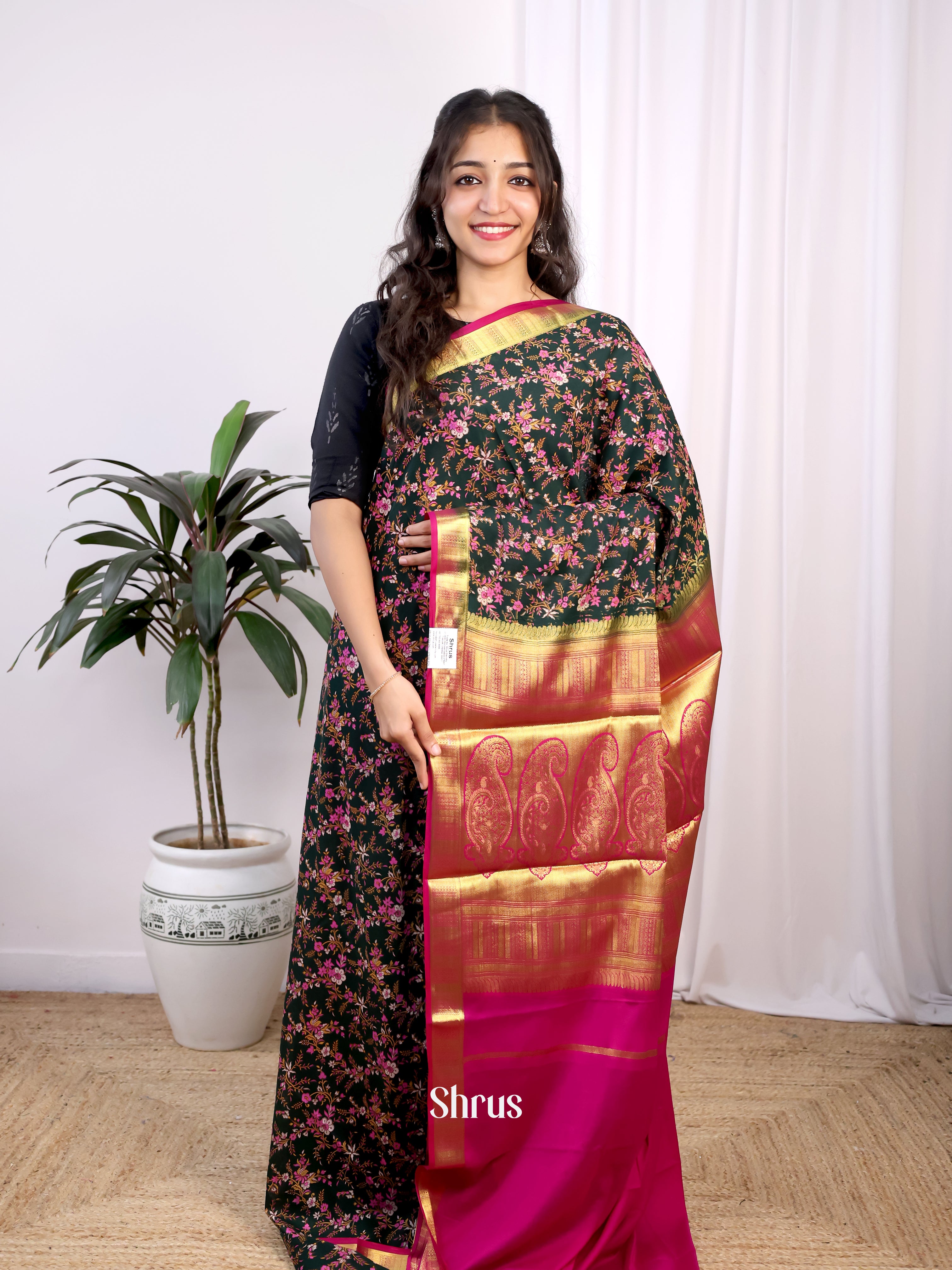 CJS02513 - Semi Mysoresilk Saree - Shop on Shrus.com