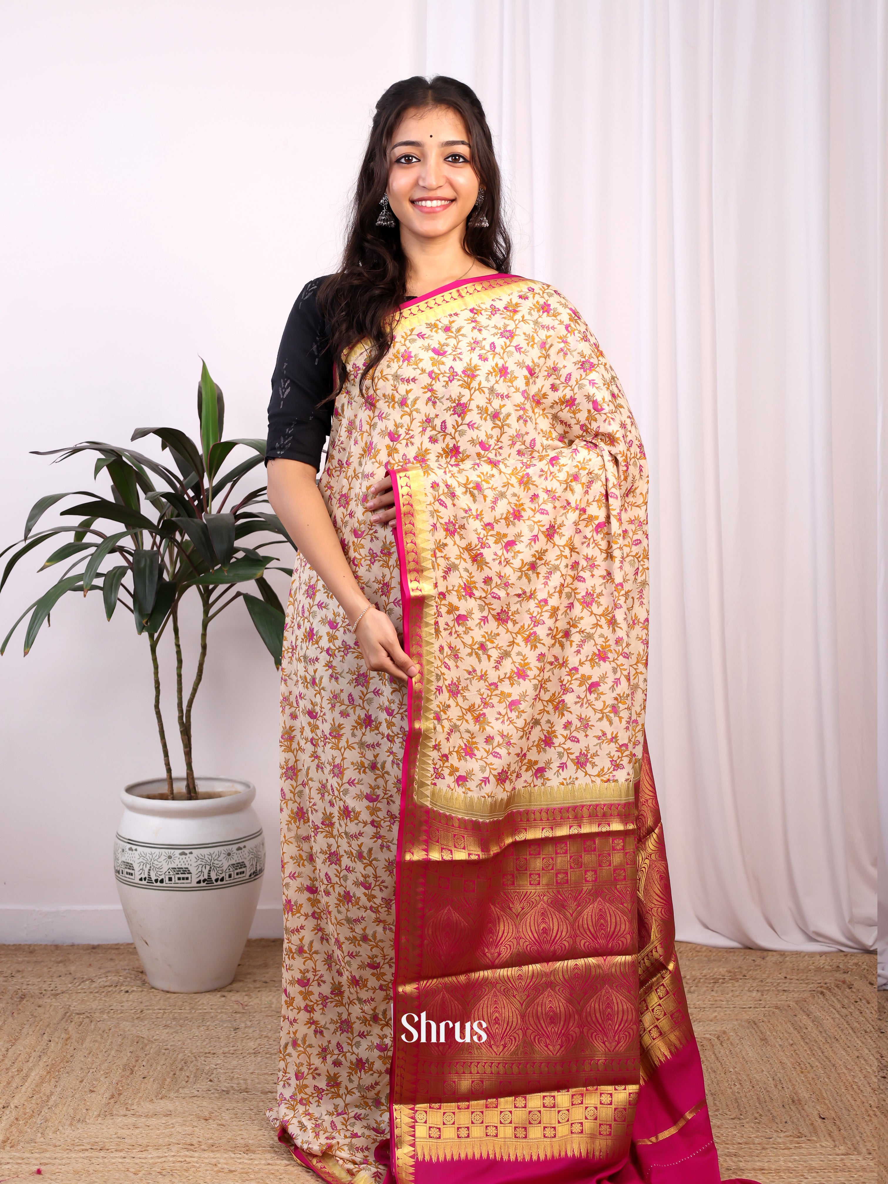 CJS02520 - Semi Mysoresilk Saree - Shop on Shrus.com