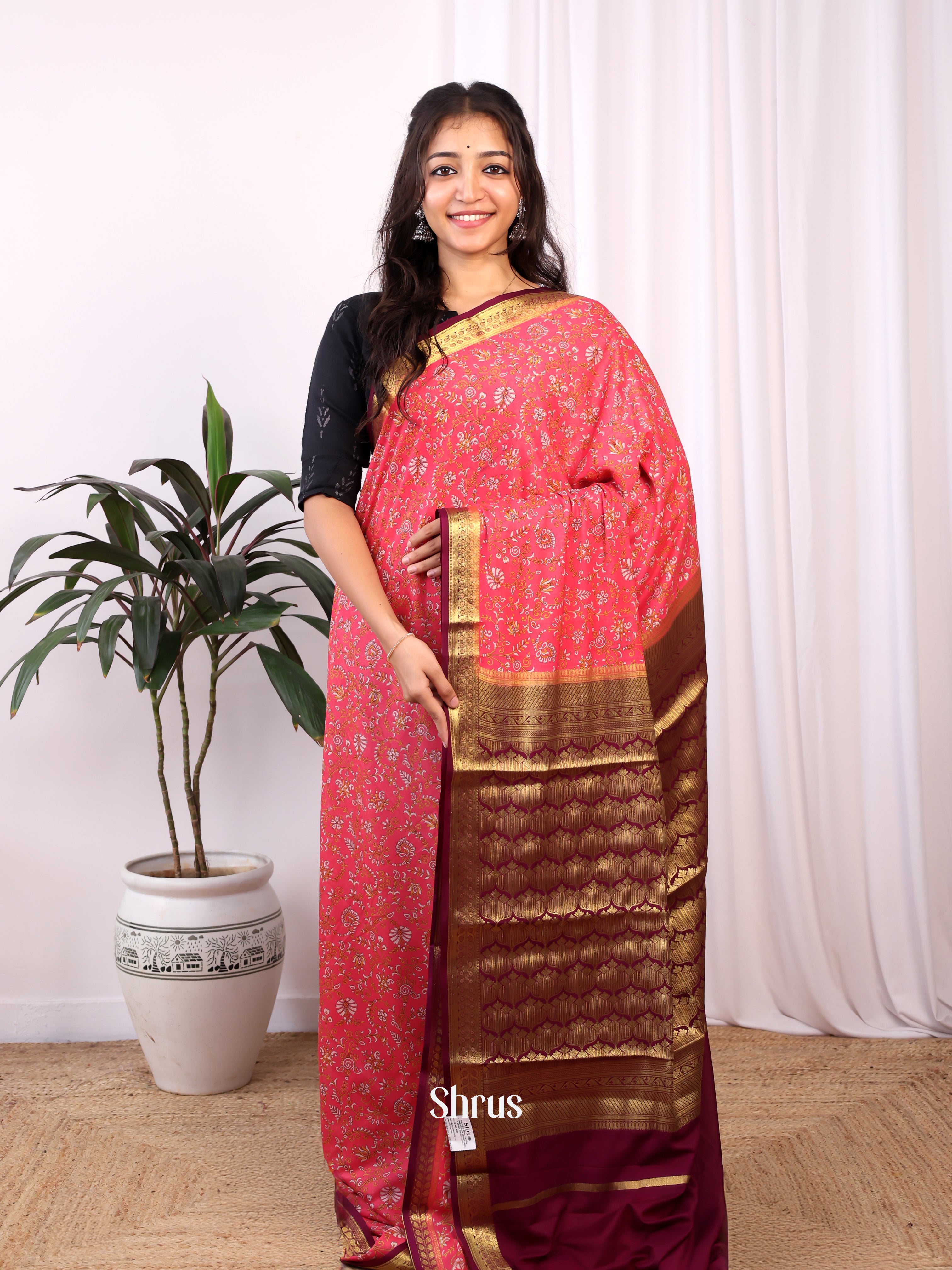 CJS02546 - Semi Mysoresilk Saree - Shop on Shrus.com