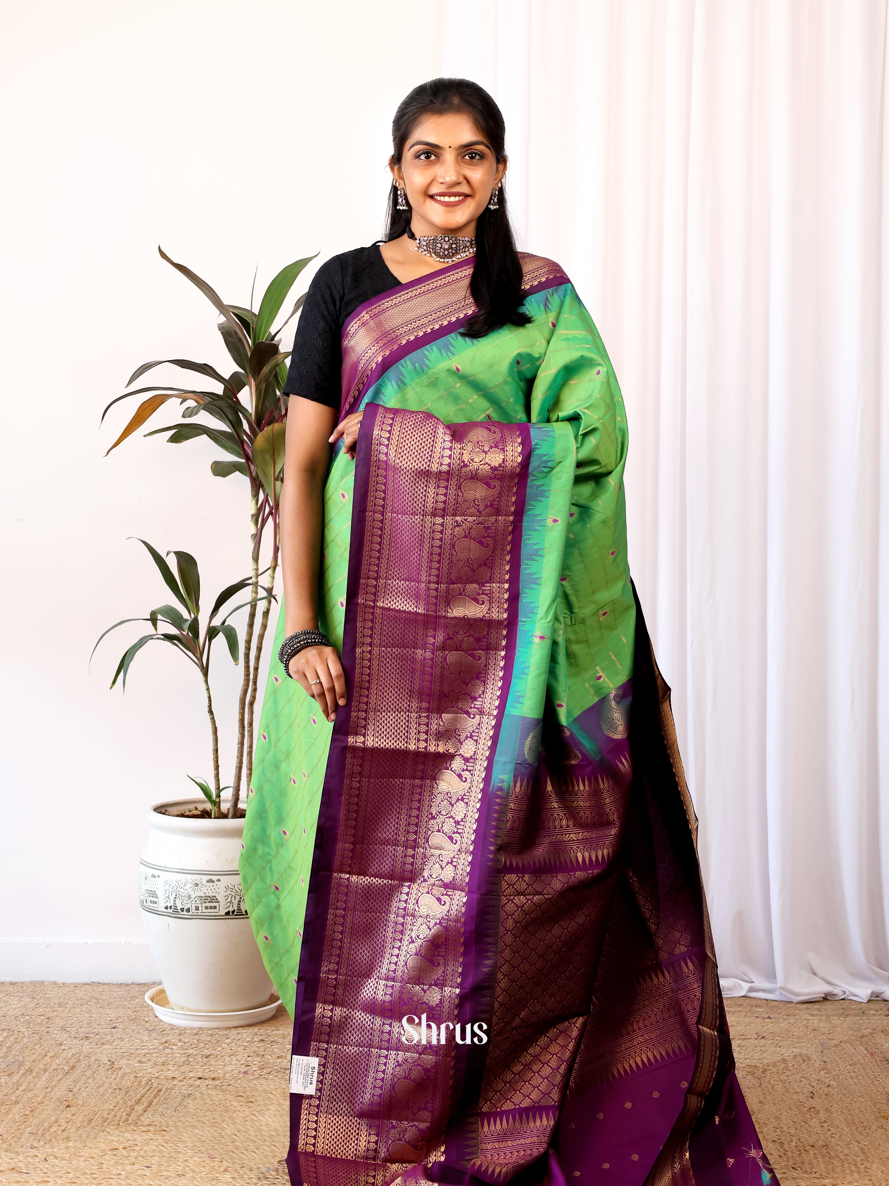 CJS02563 - Gadwal halfpure Saree - Shop on Shrus.com