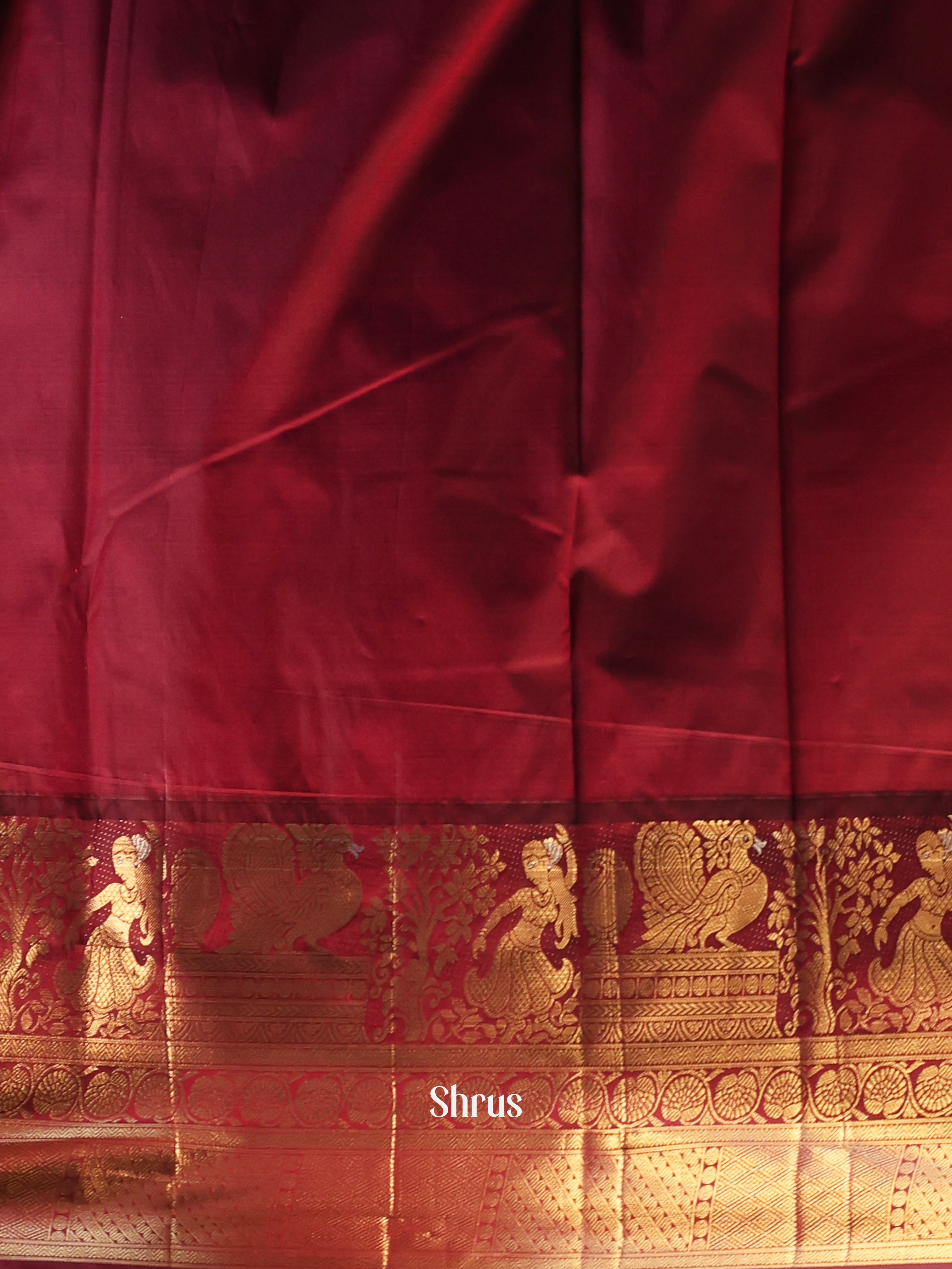Yellow & Brown - Gadwal halfpure Saree - Shop on Shrus.com