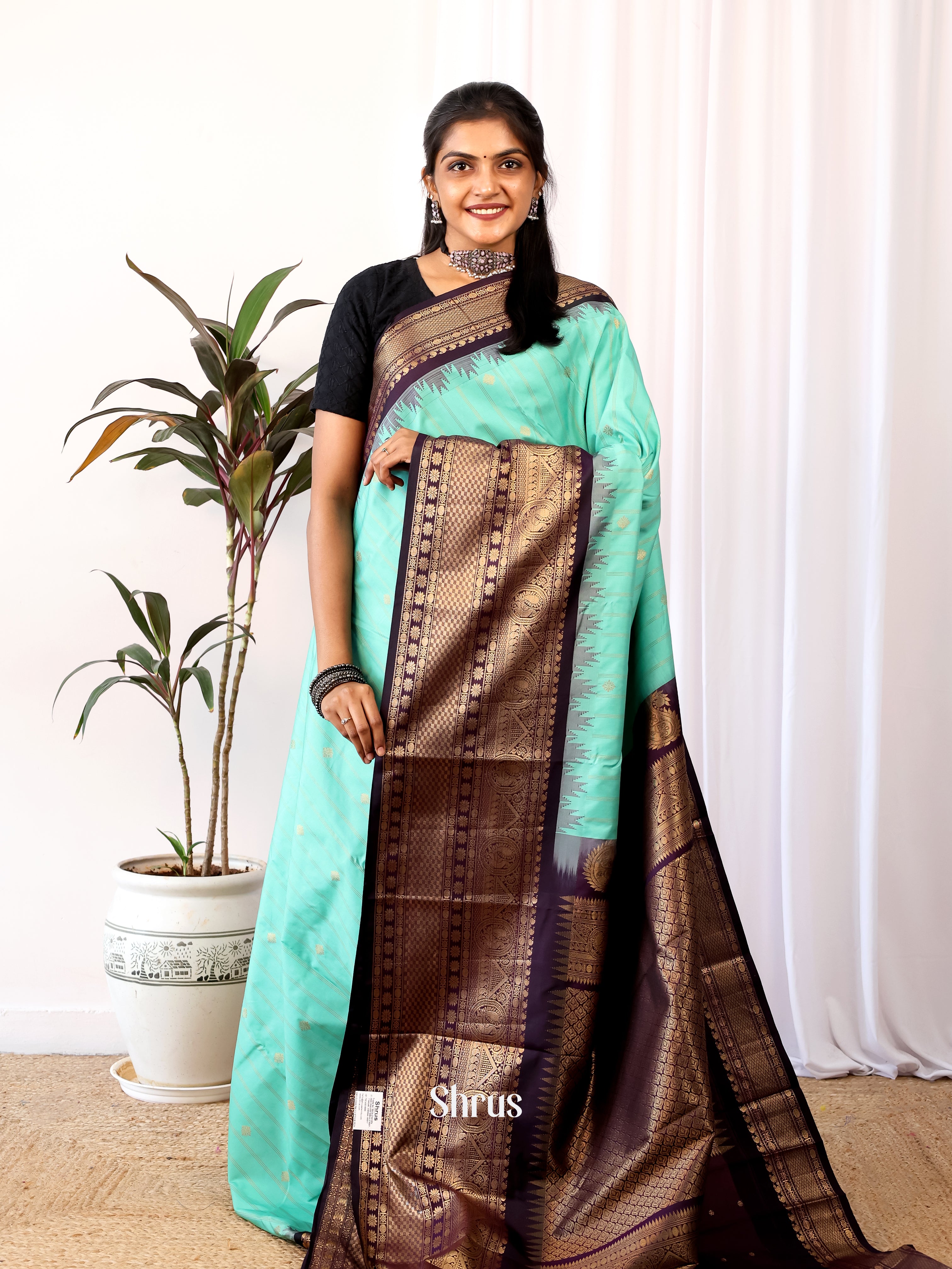 CJS02581 - Gadwal halfpure Saree - Shop on Shrus.com