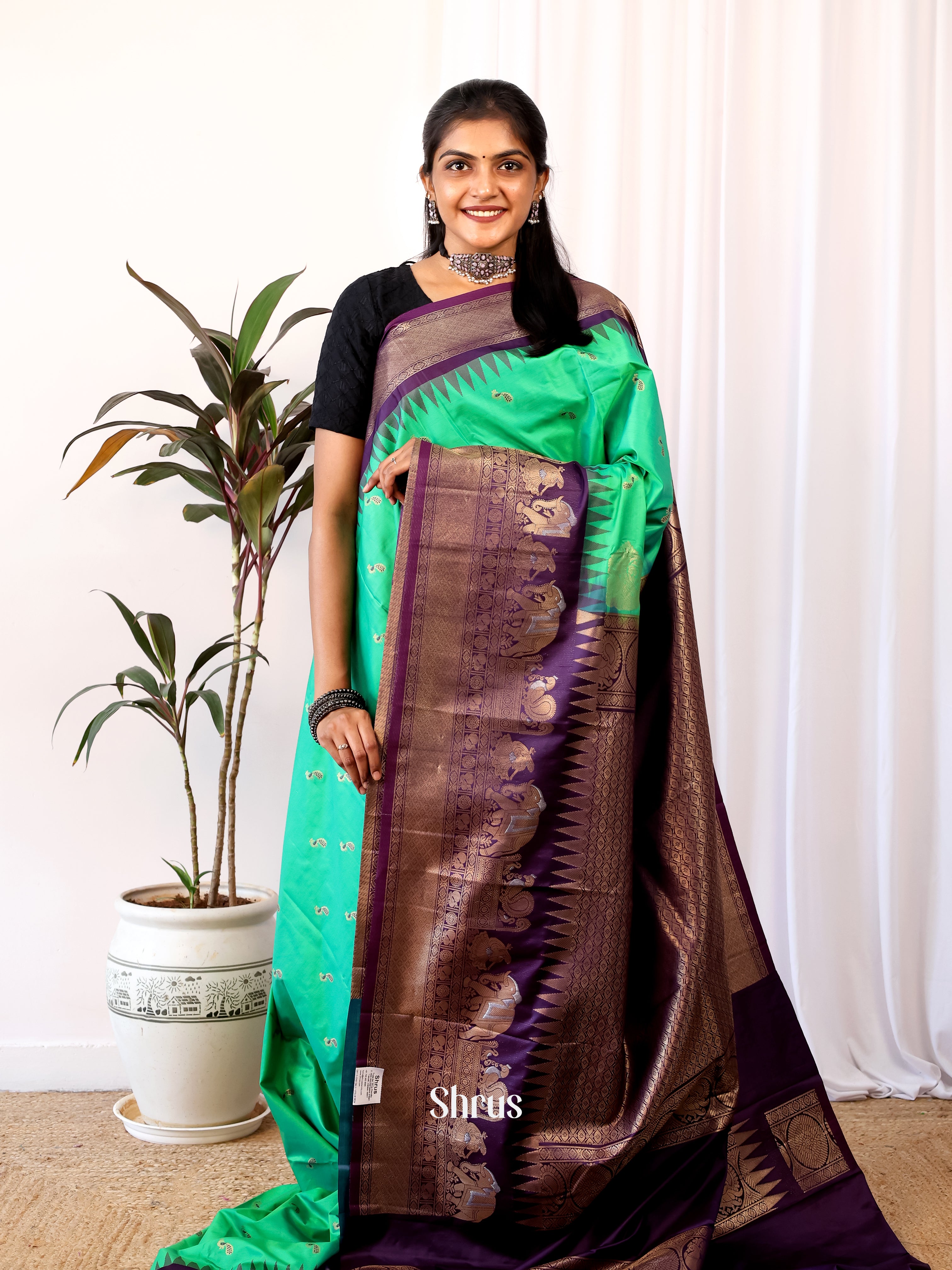 CJS02585 - Gadwal halfpure Saree - Shop on Shrus.com