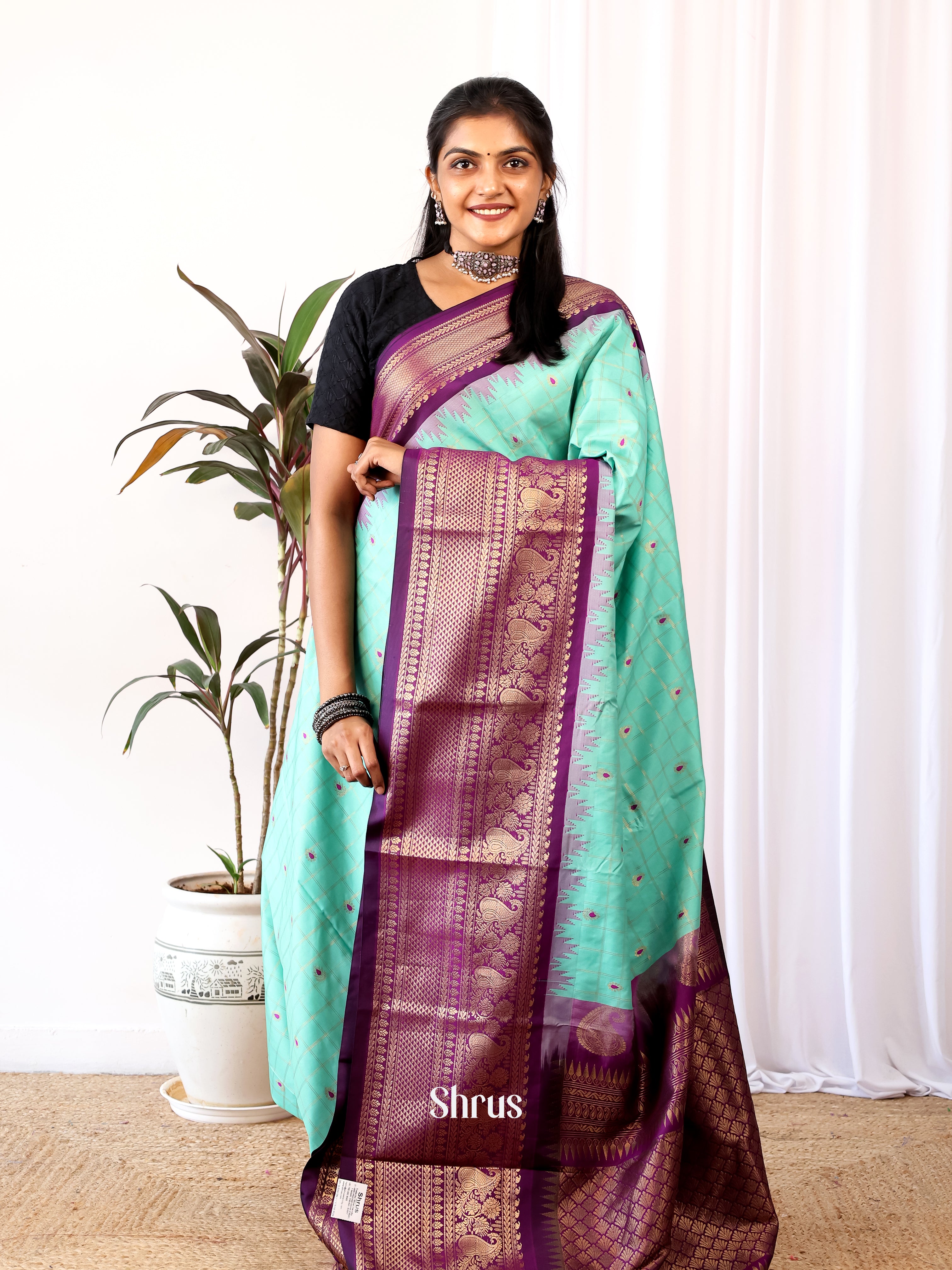 CJS02586 - Gadwal halfpure Saree - Shop on Shrus.com