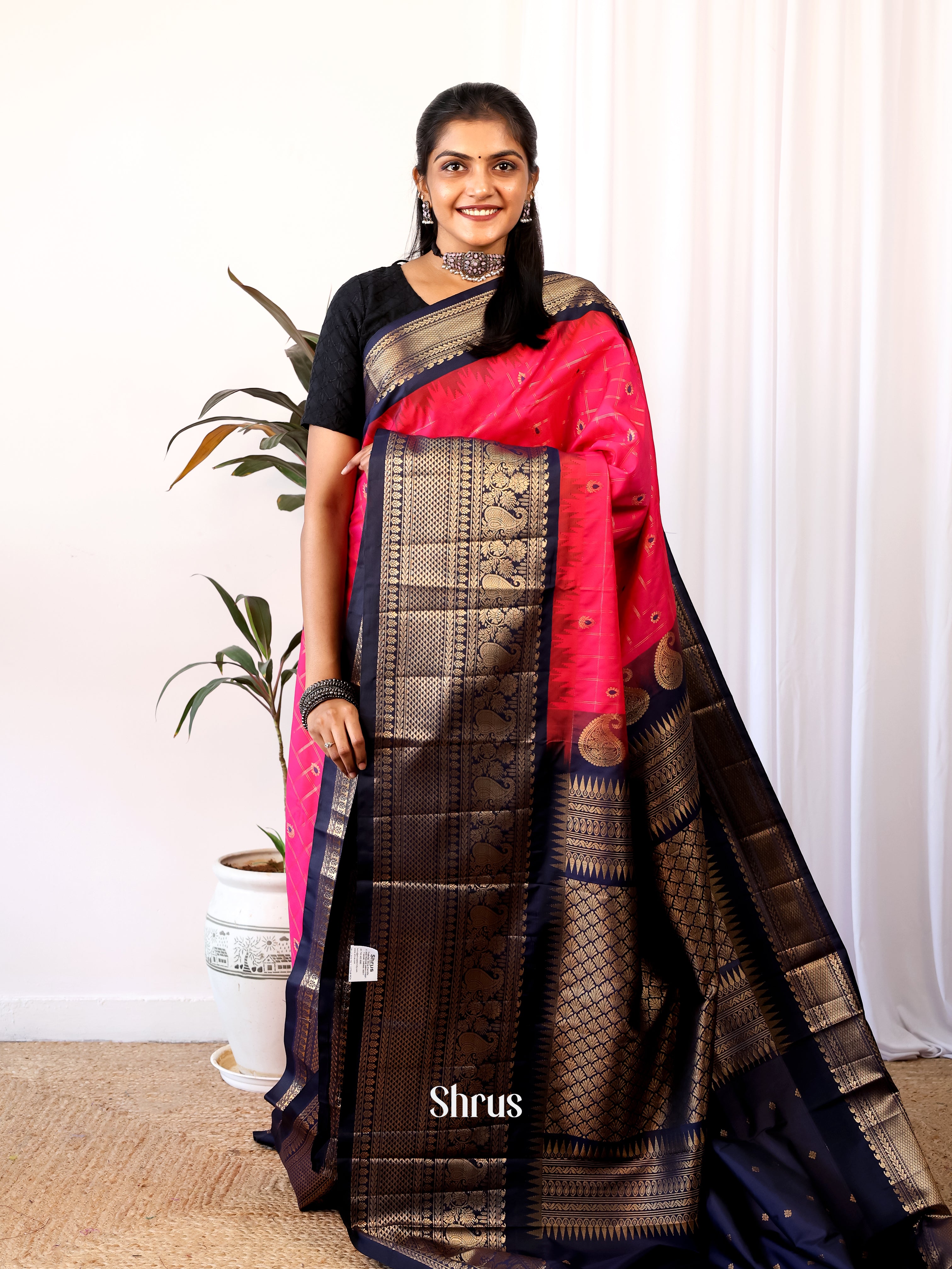 CJS02593 - Gadwal halfpure Saree - Shop on Shrus.com