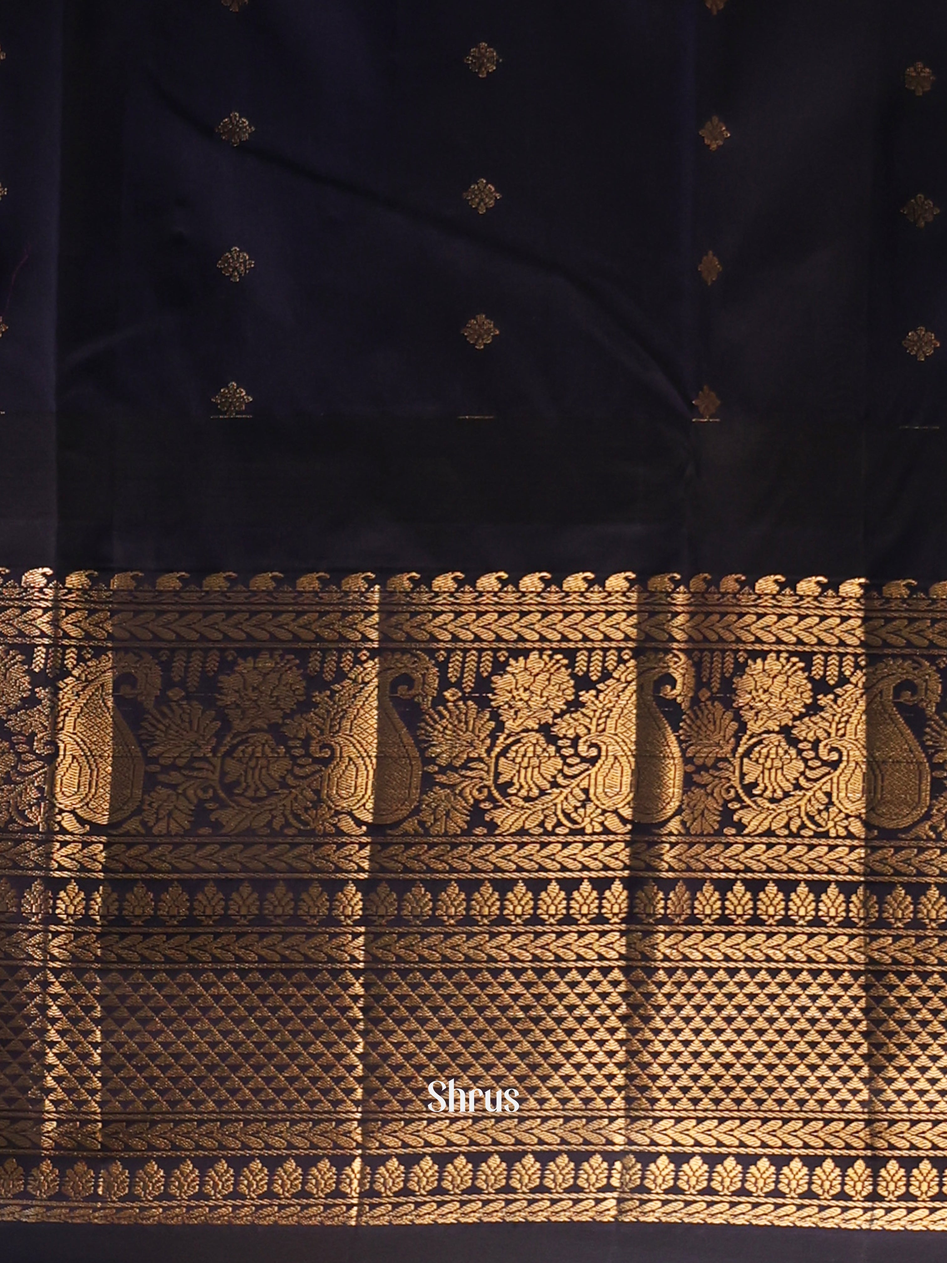 Pink & Black - Gadwal halfpure Saree - Shop on Shrus.com