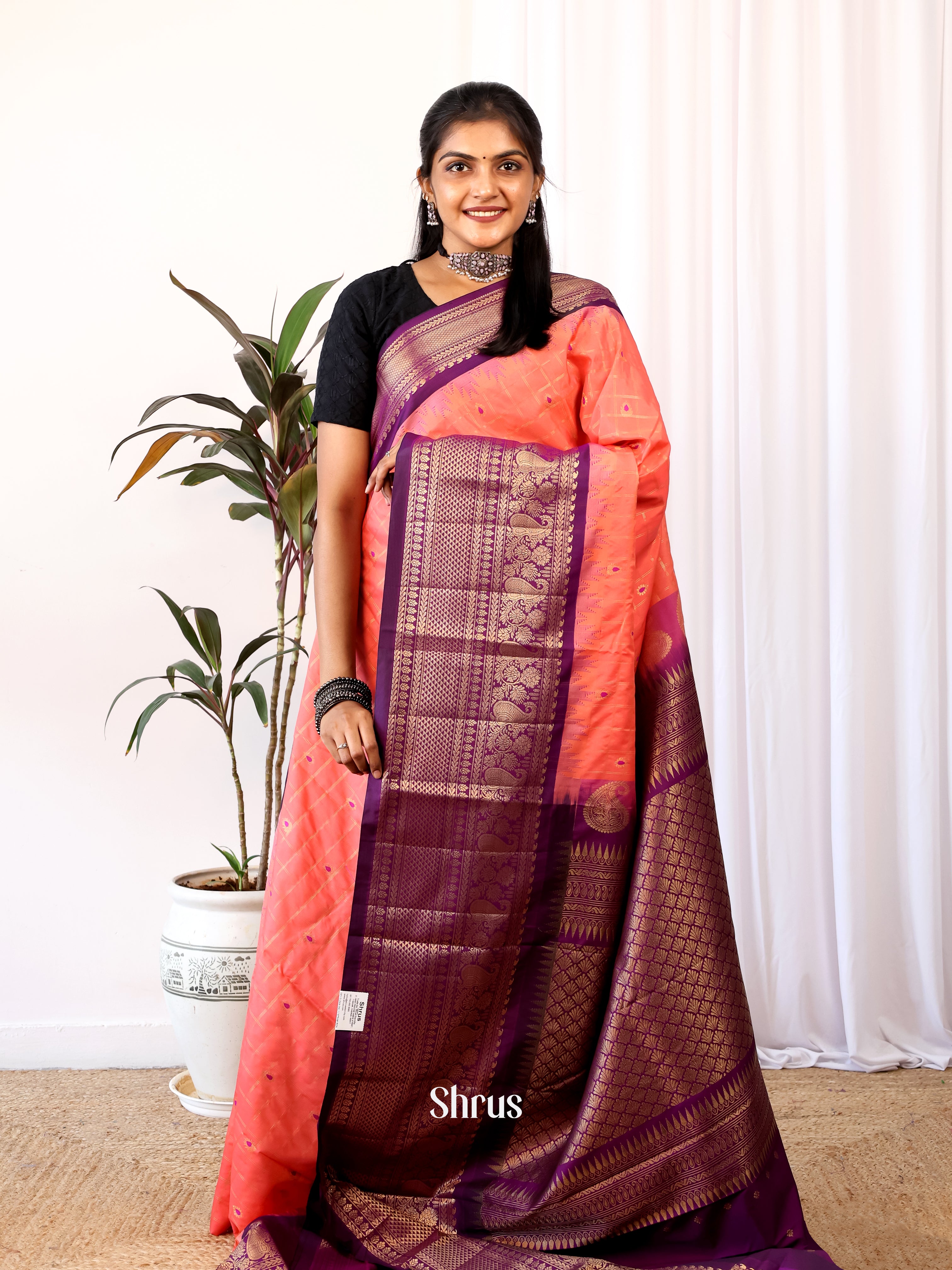 CJS02597 - Gadwal halfpure Saree - Shop on Shrus.com