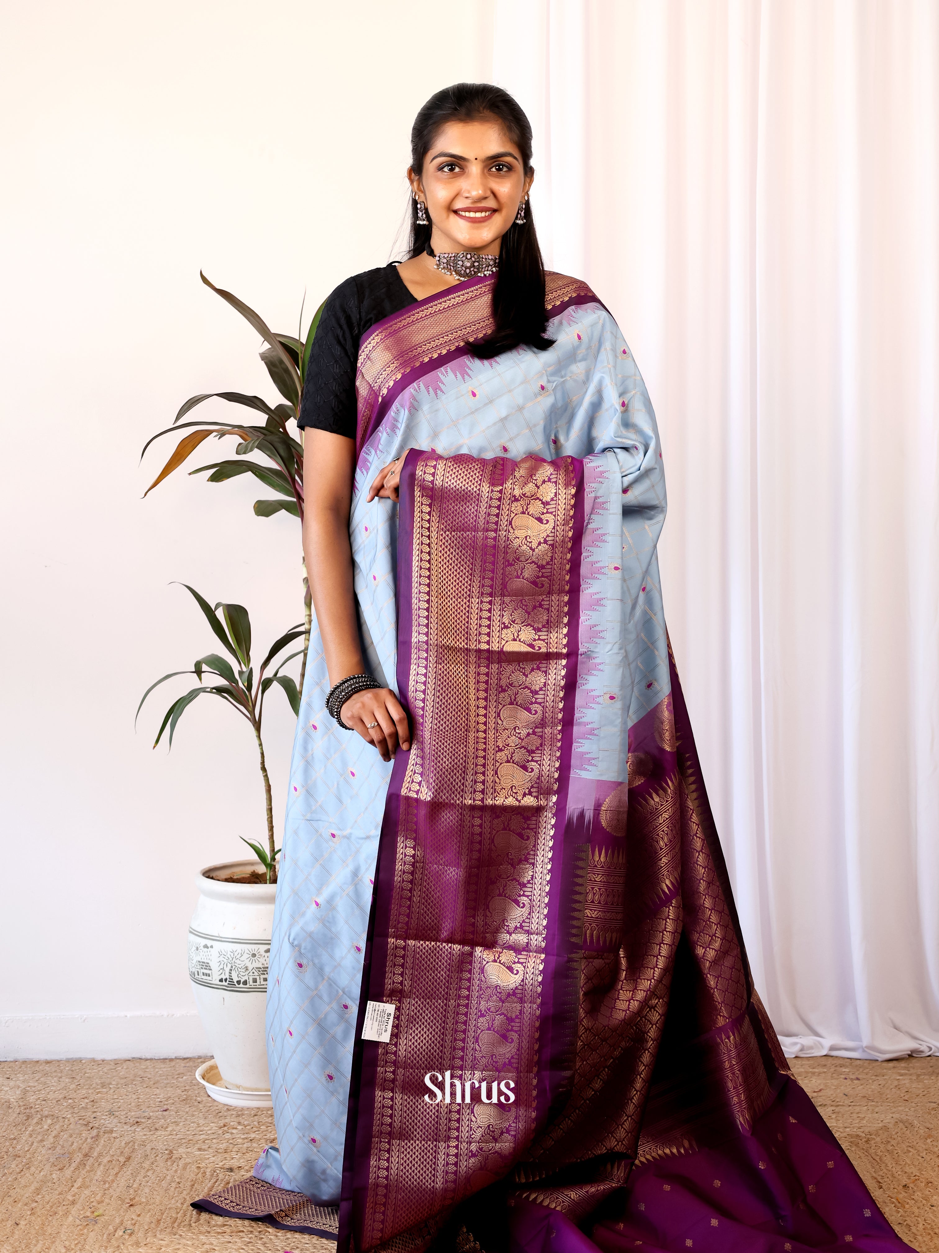 CJS02604 - Gadwal halfpure Saree - Shop on Shrus.com