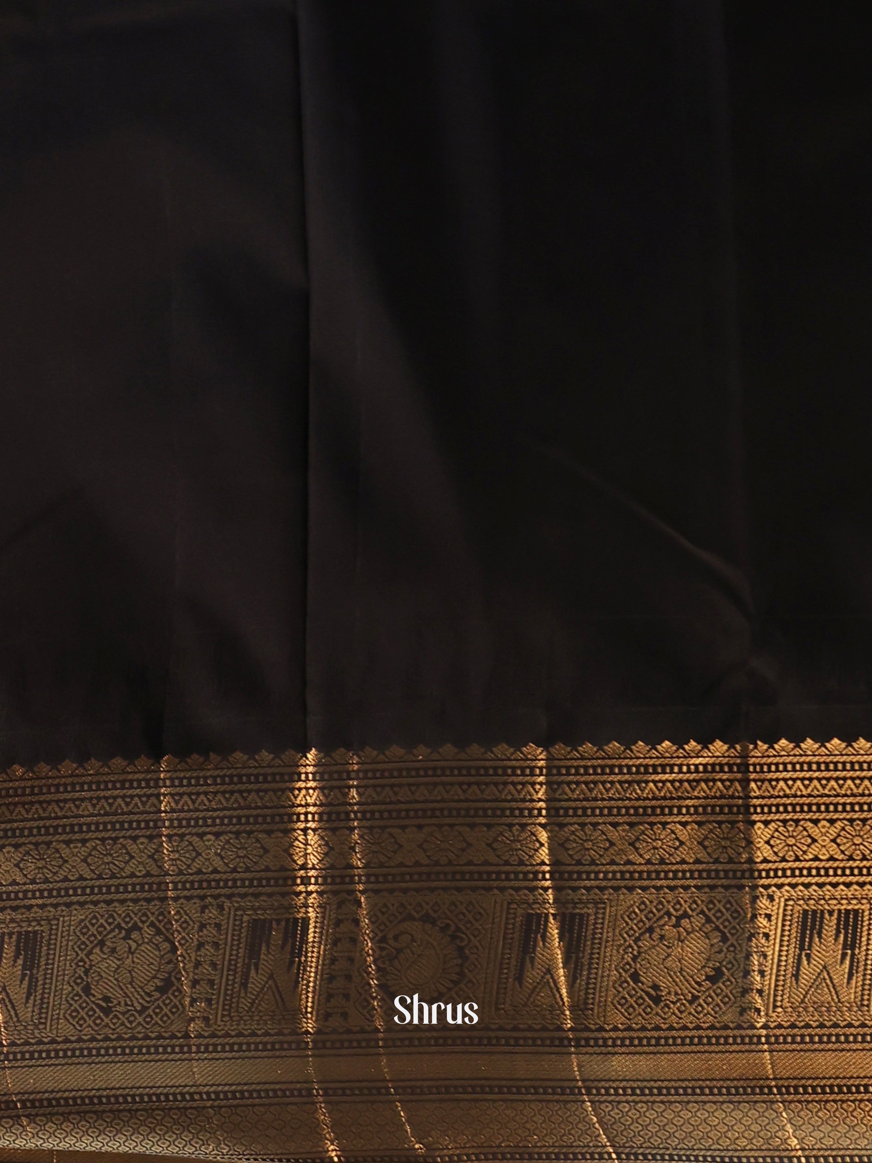 Orange & Black- Gadwal halfpure Saree - Shop on Shrus.com