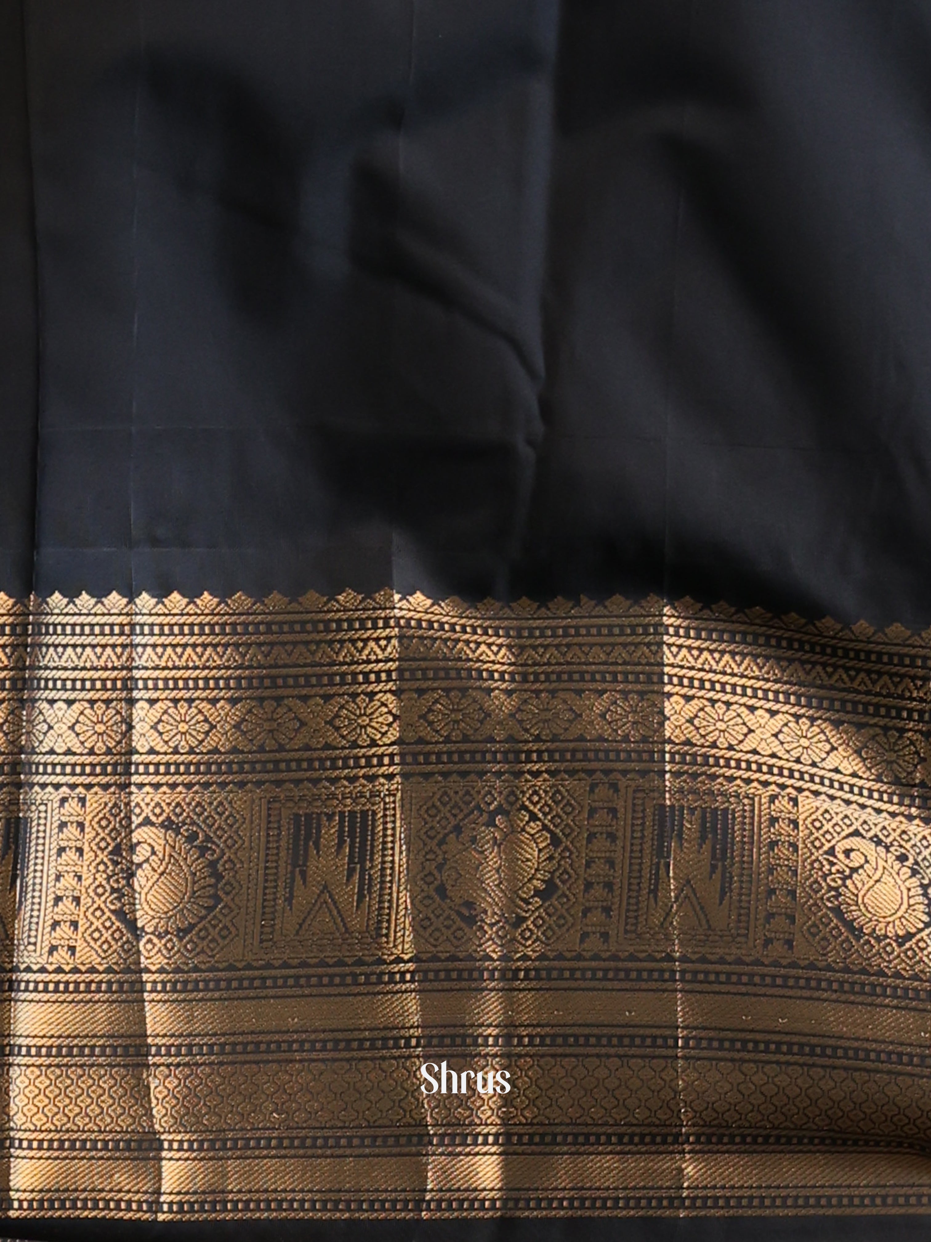 Reddish Pink & Black - Gadwal halfpure Saree - Shop on Shrus.com