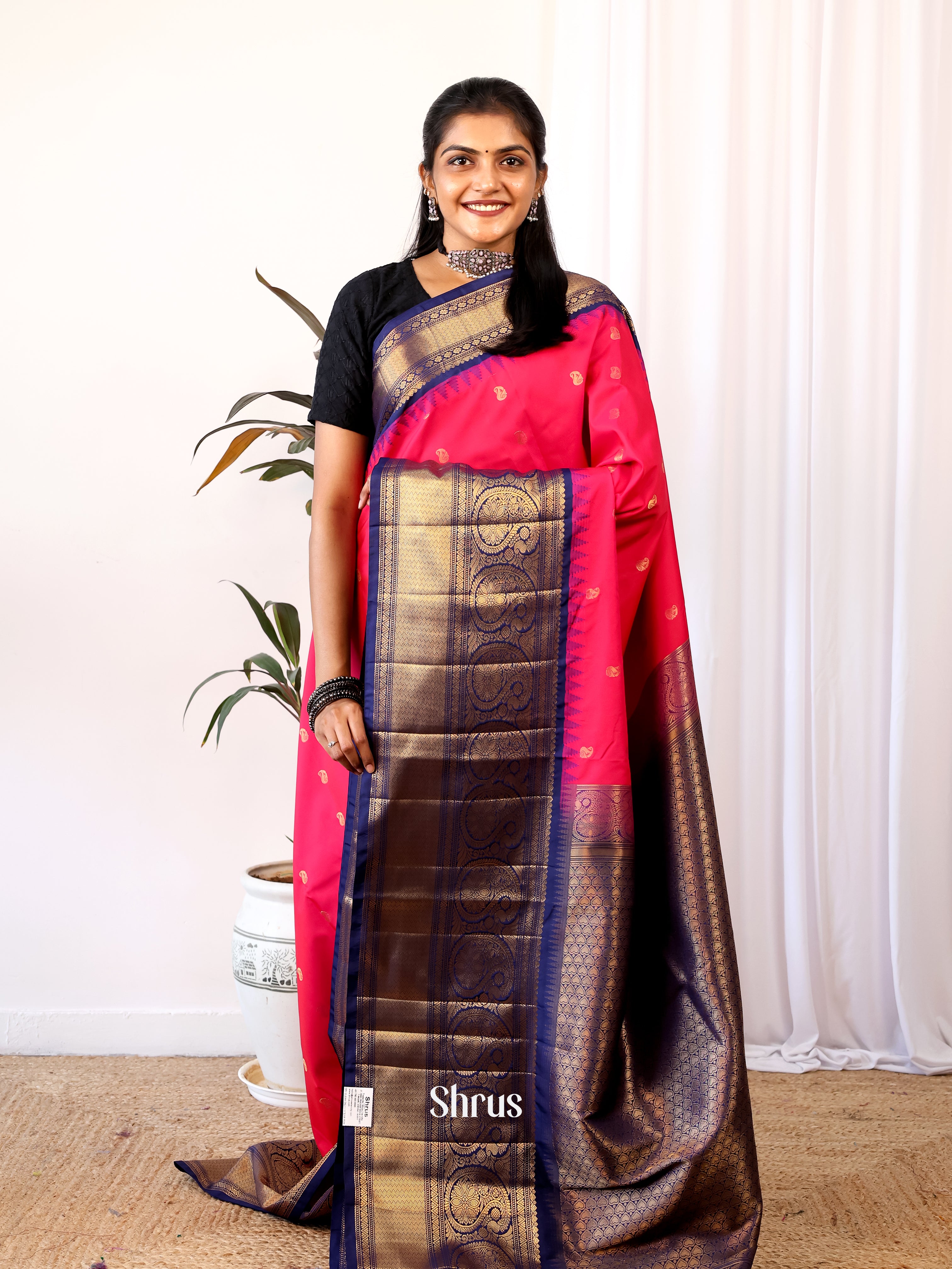 CJS02620 - Gadwal halfpure Saree - Shop on Shrus.com