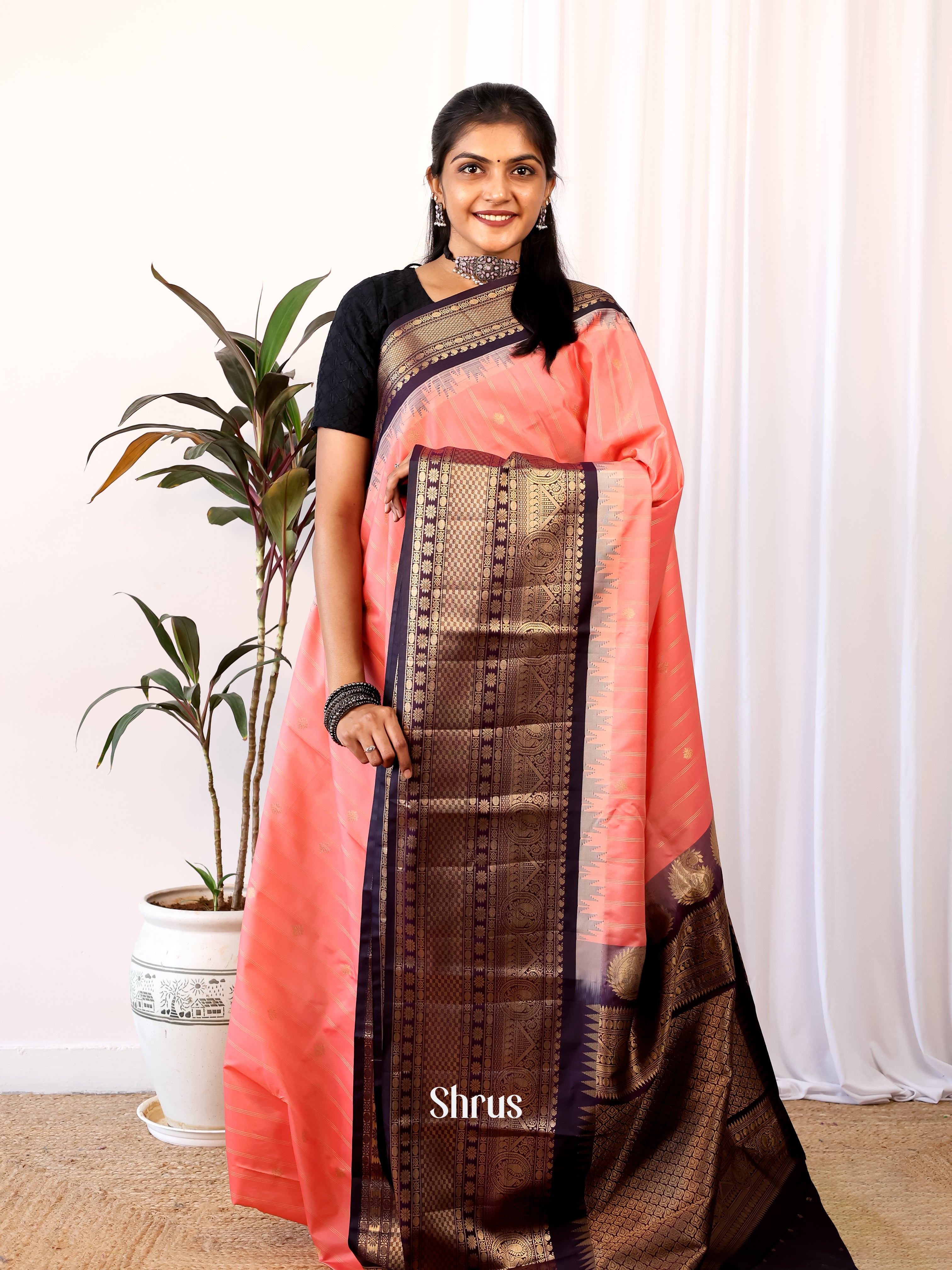 CJS02623 - Gadwal halfpure Saree - Shop on Shrus.com