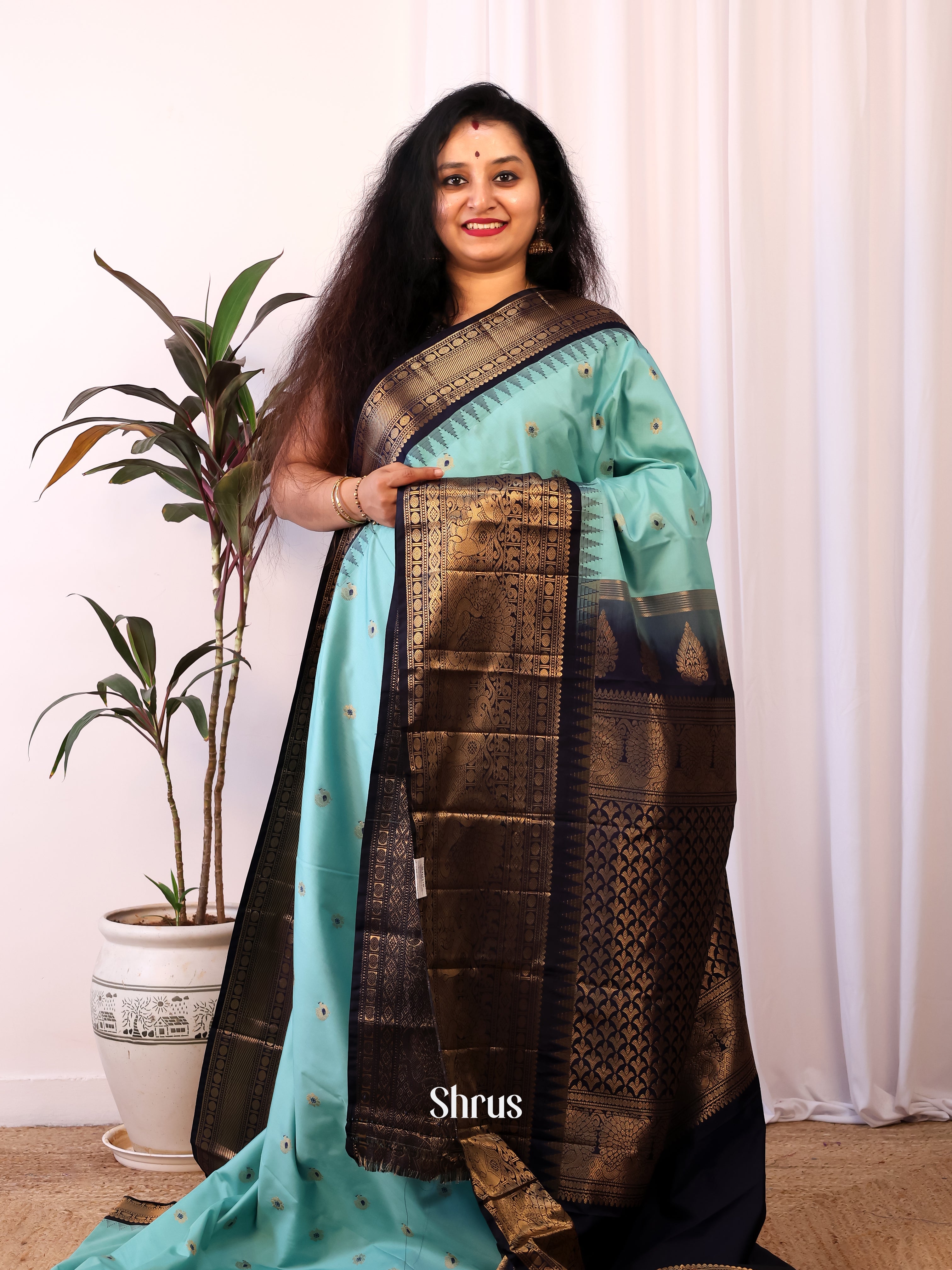 CJS02630 - Gadwal halfpure Saree - Shop on Shrus.com