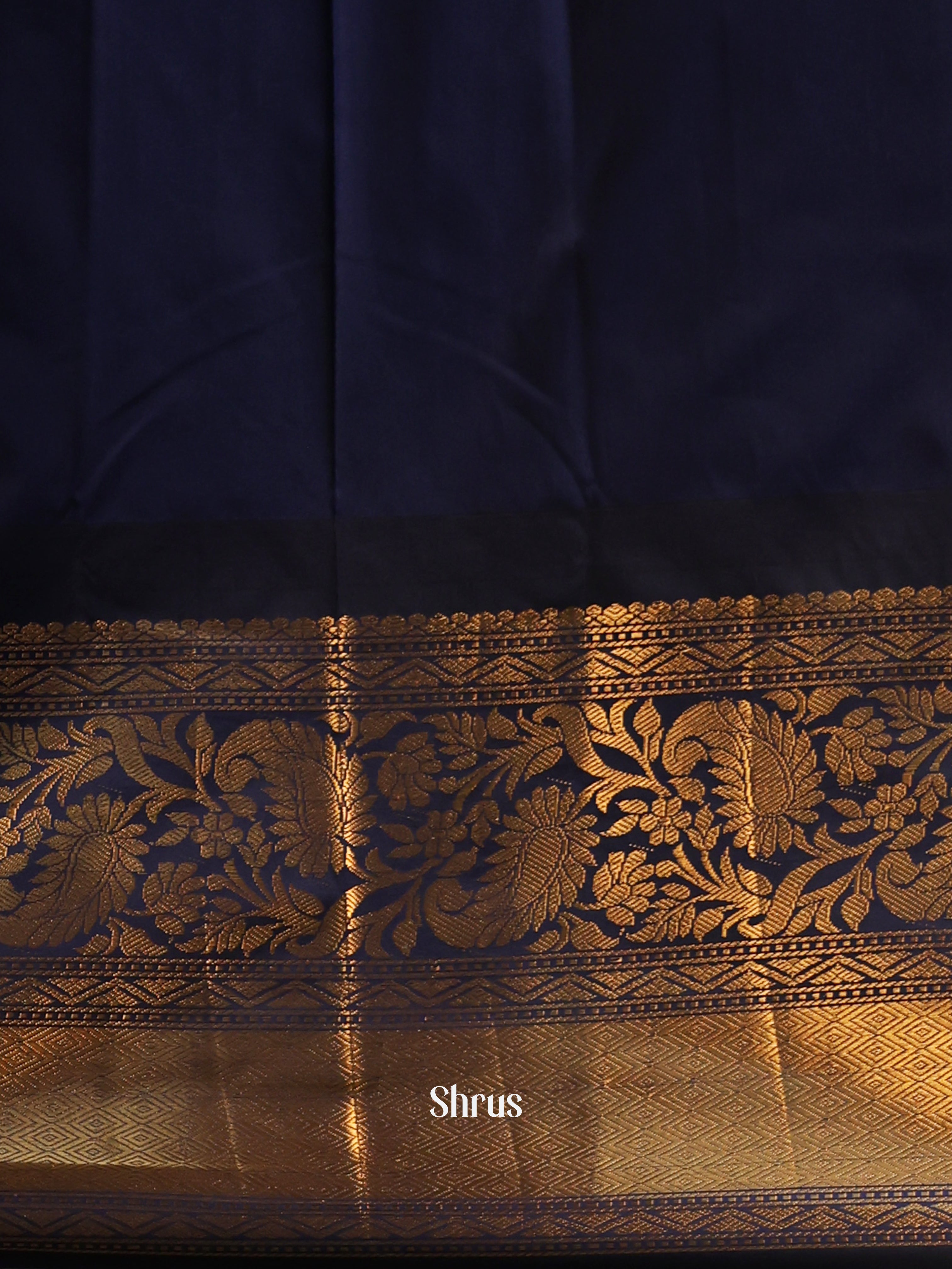 Mustard & Blue- Gadwal halfpure Saree - Shop on Shrus.com