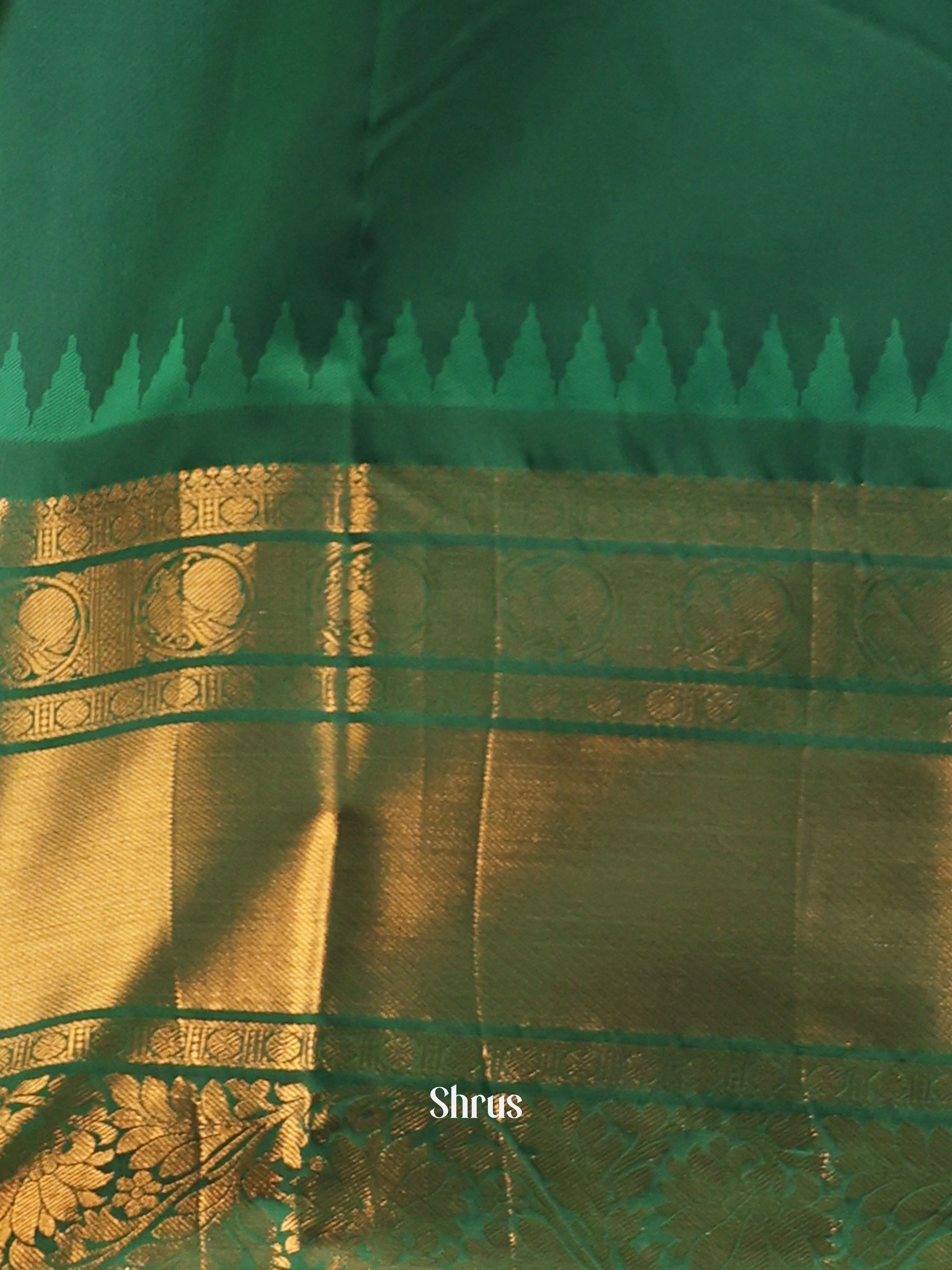 Red & Green - Gadwal halfpure Saree - Shop on Shrus.com