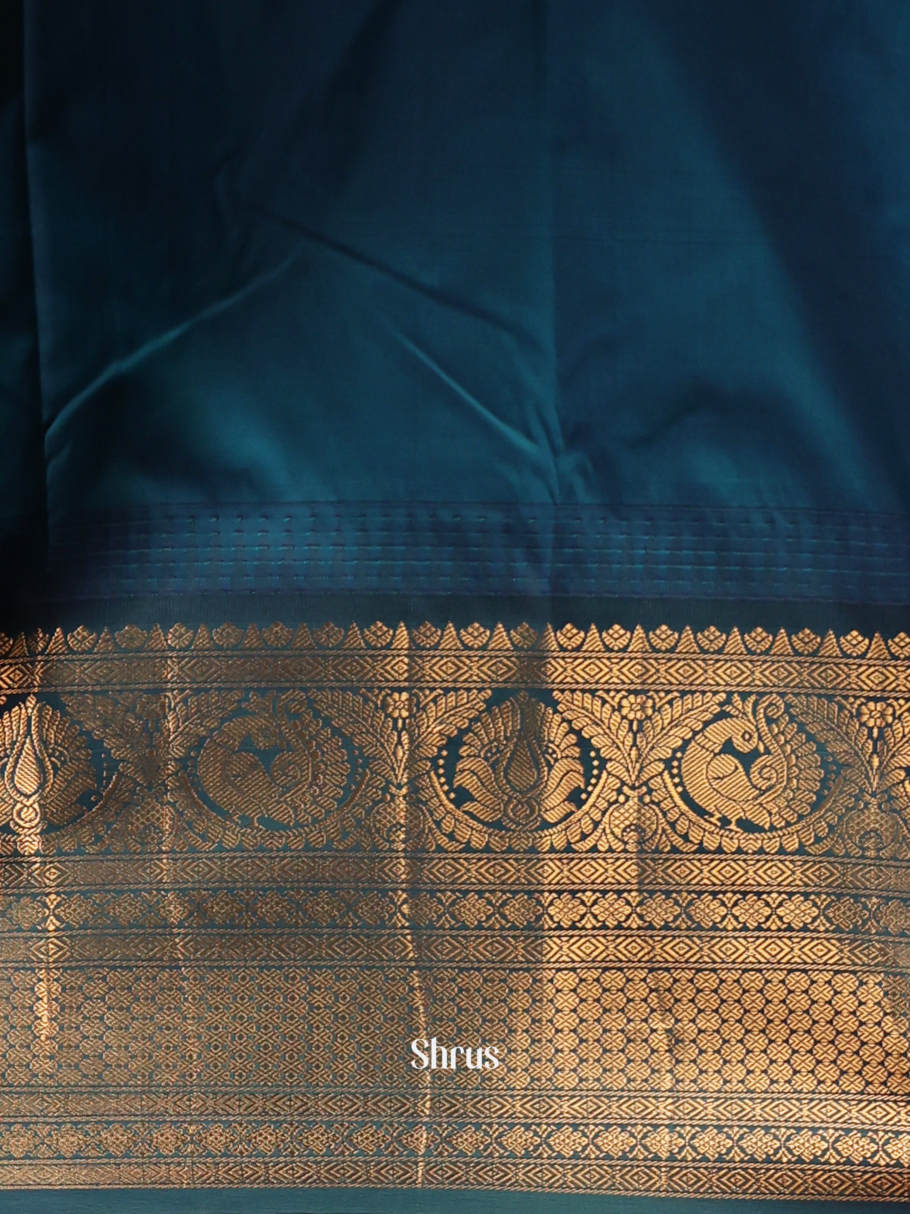 Orange & Peacock Blue - Gadwal halfpure Saree - Shop on Shrus.com