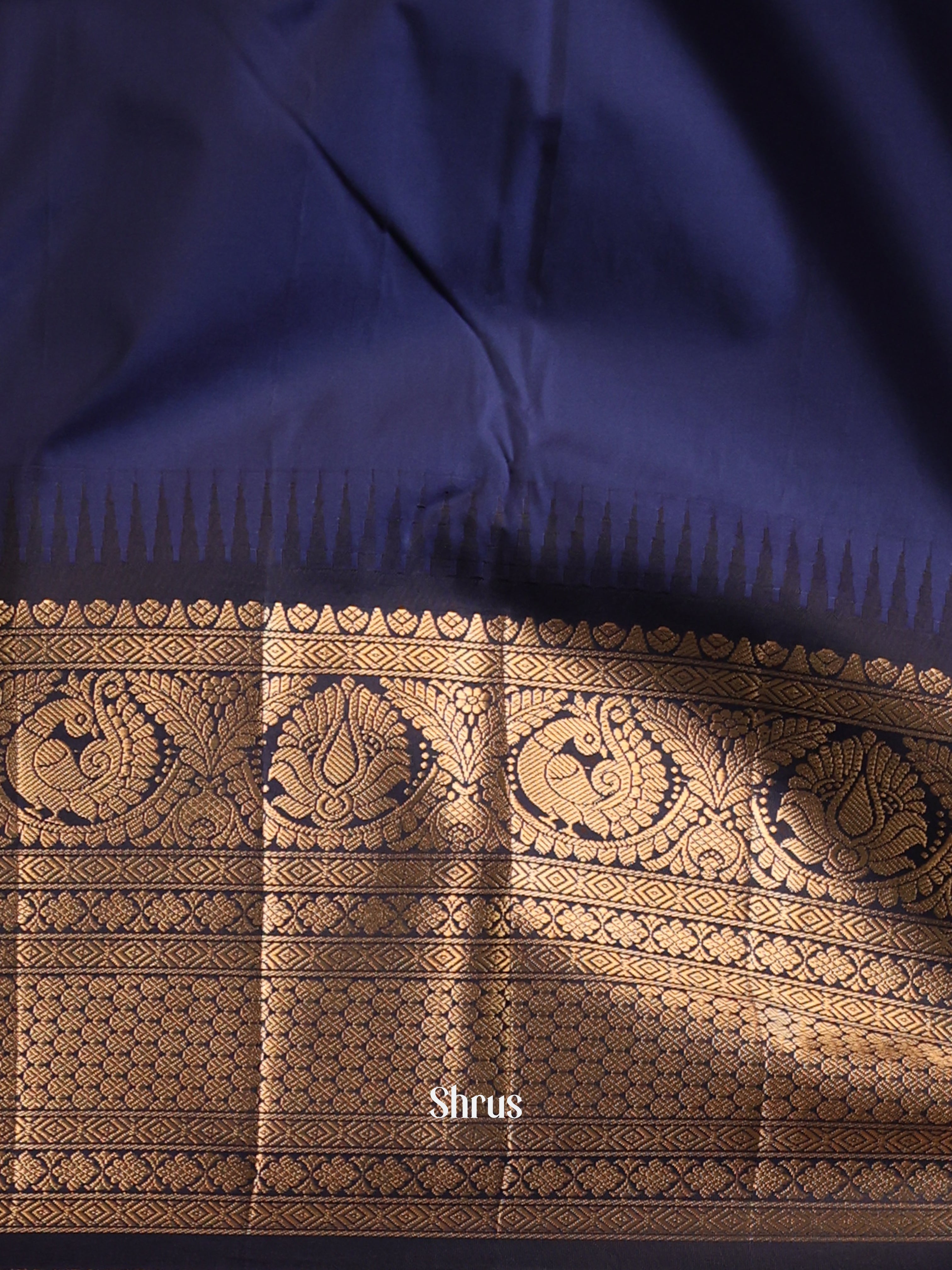 Purple & Blue - Gadwal halfpure Saree - Shop on Shrus.com