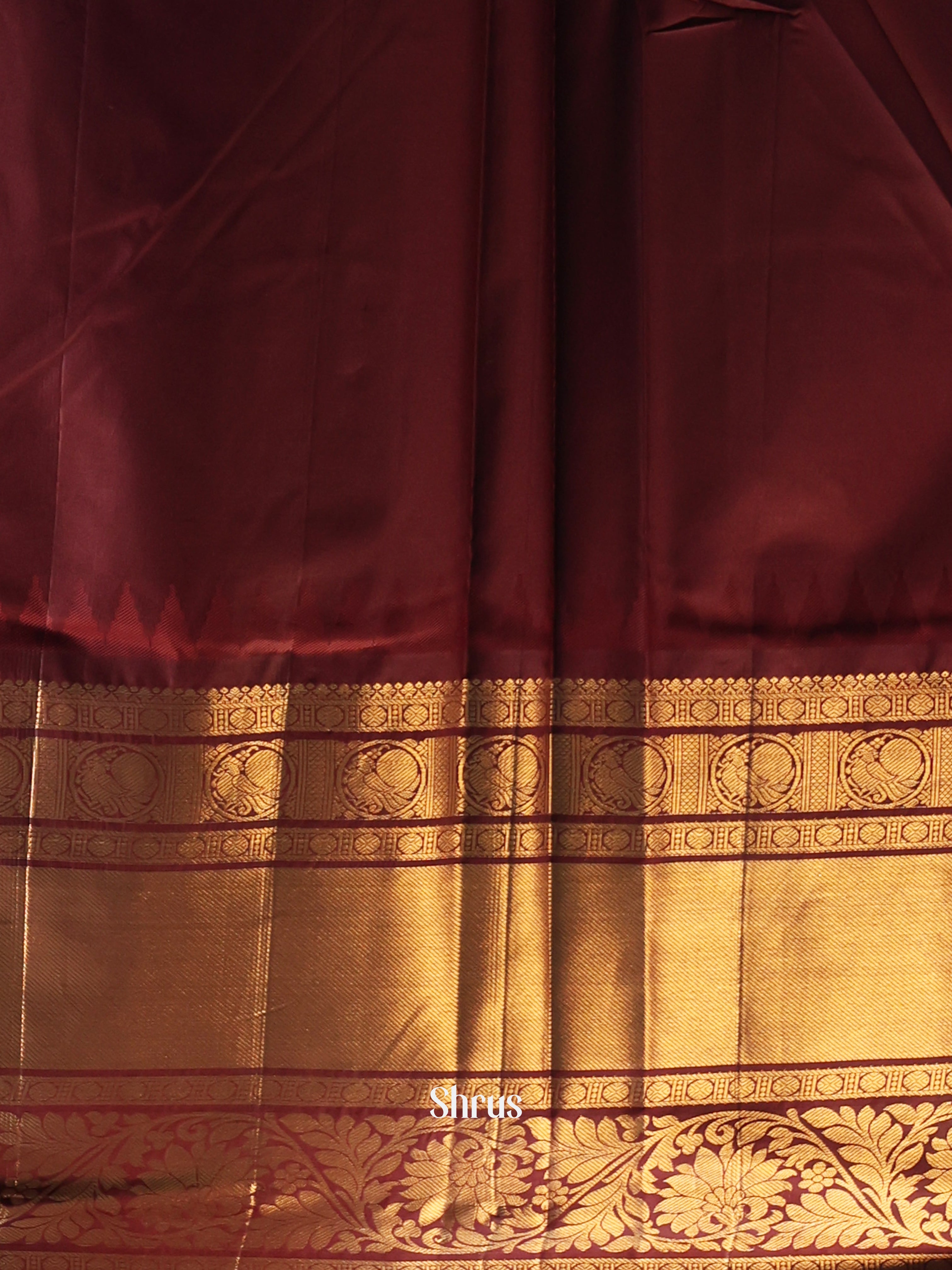 Pista Green & Brown - Gadwal halfpure Saree - Shop on Shrus.com