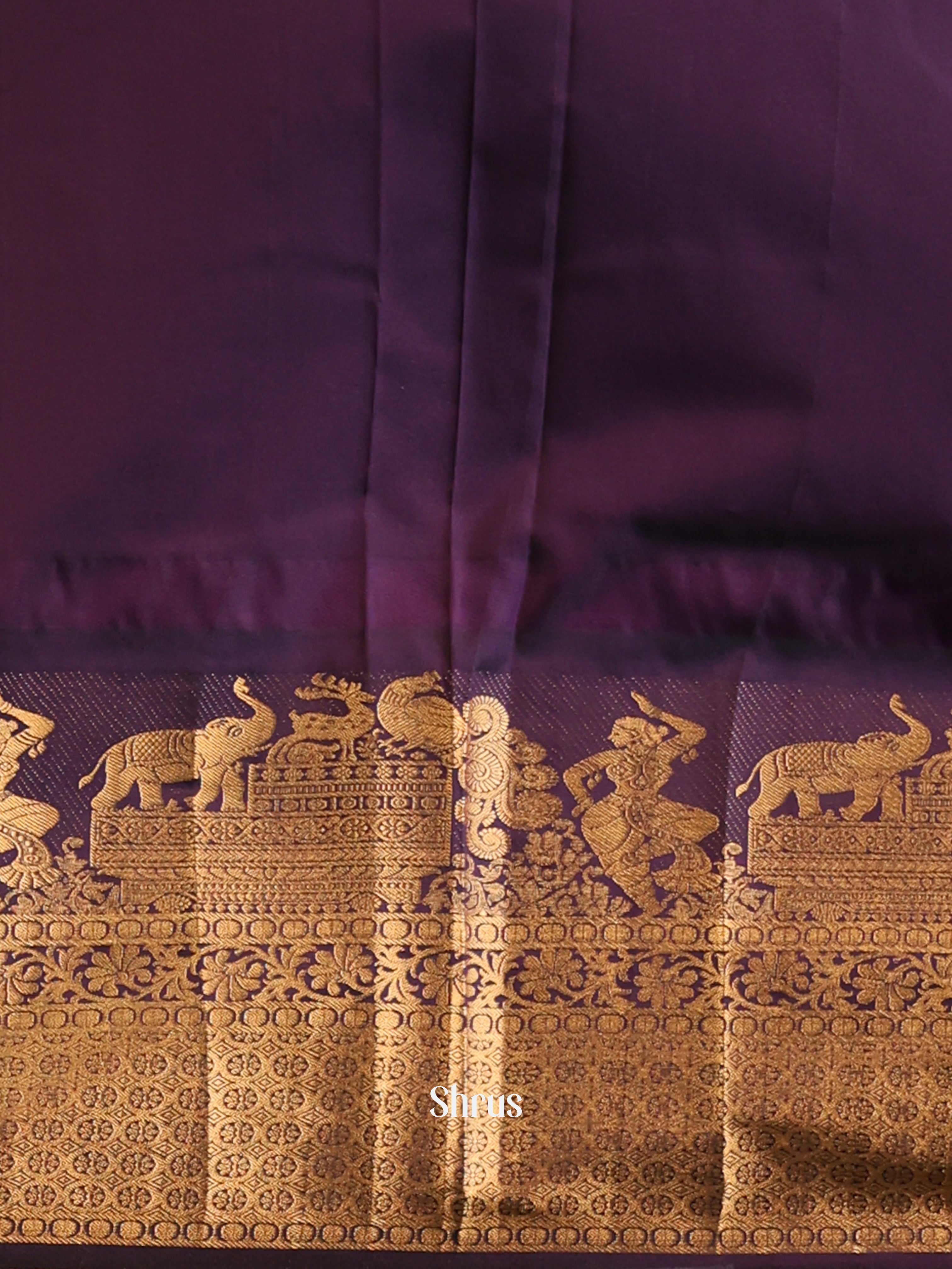 Teal Green & Purple - Gadwal halfpure Saree - Shop on Shrus.com