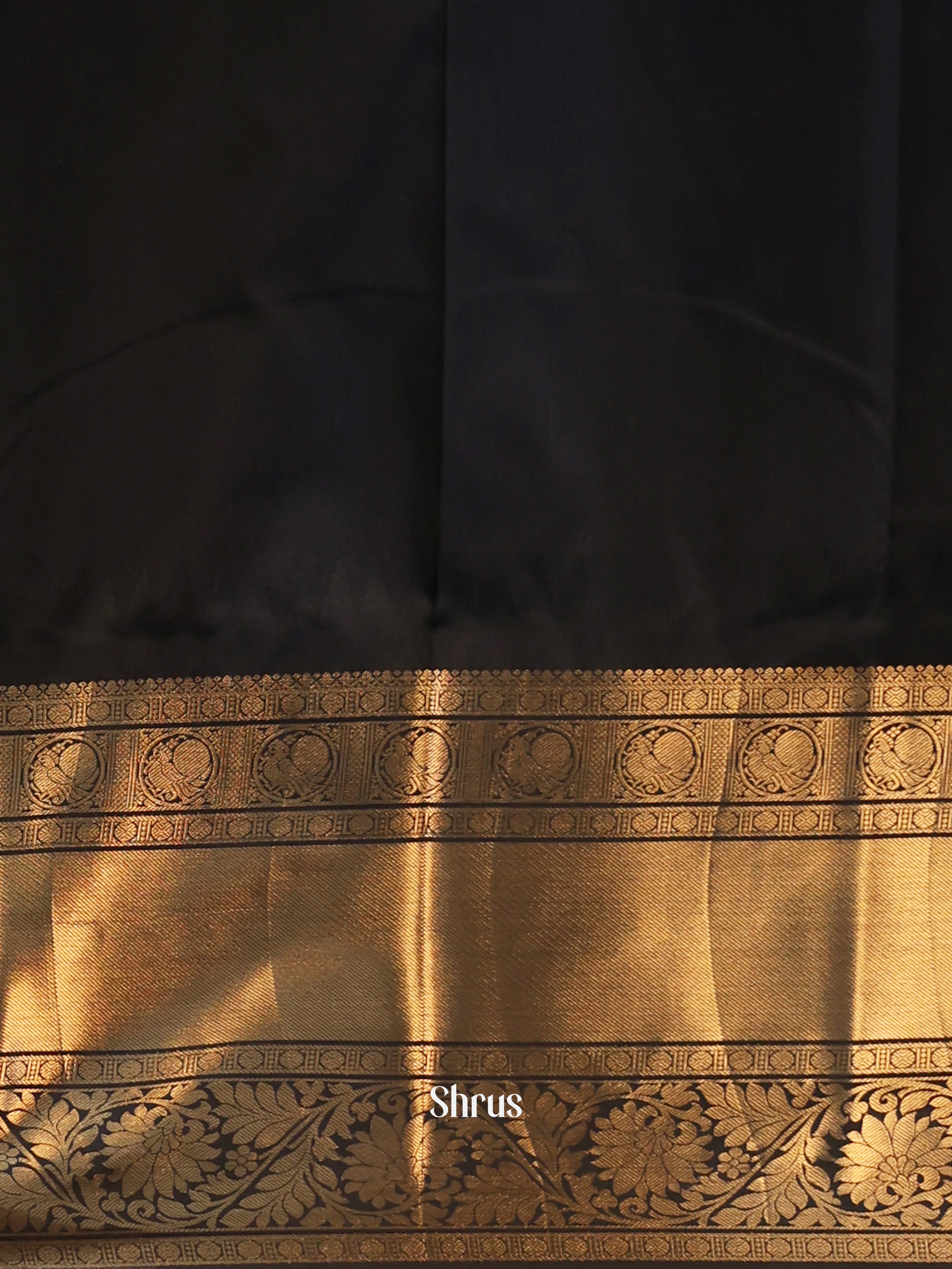 Pista Green & Black - Gadwal halfpure Saree - Shop on Shrus.com