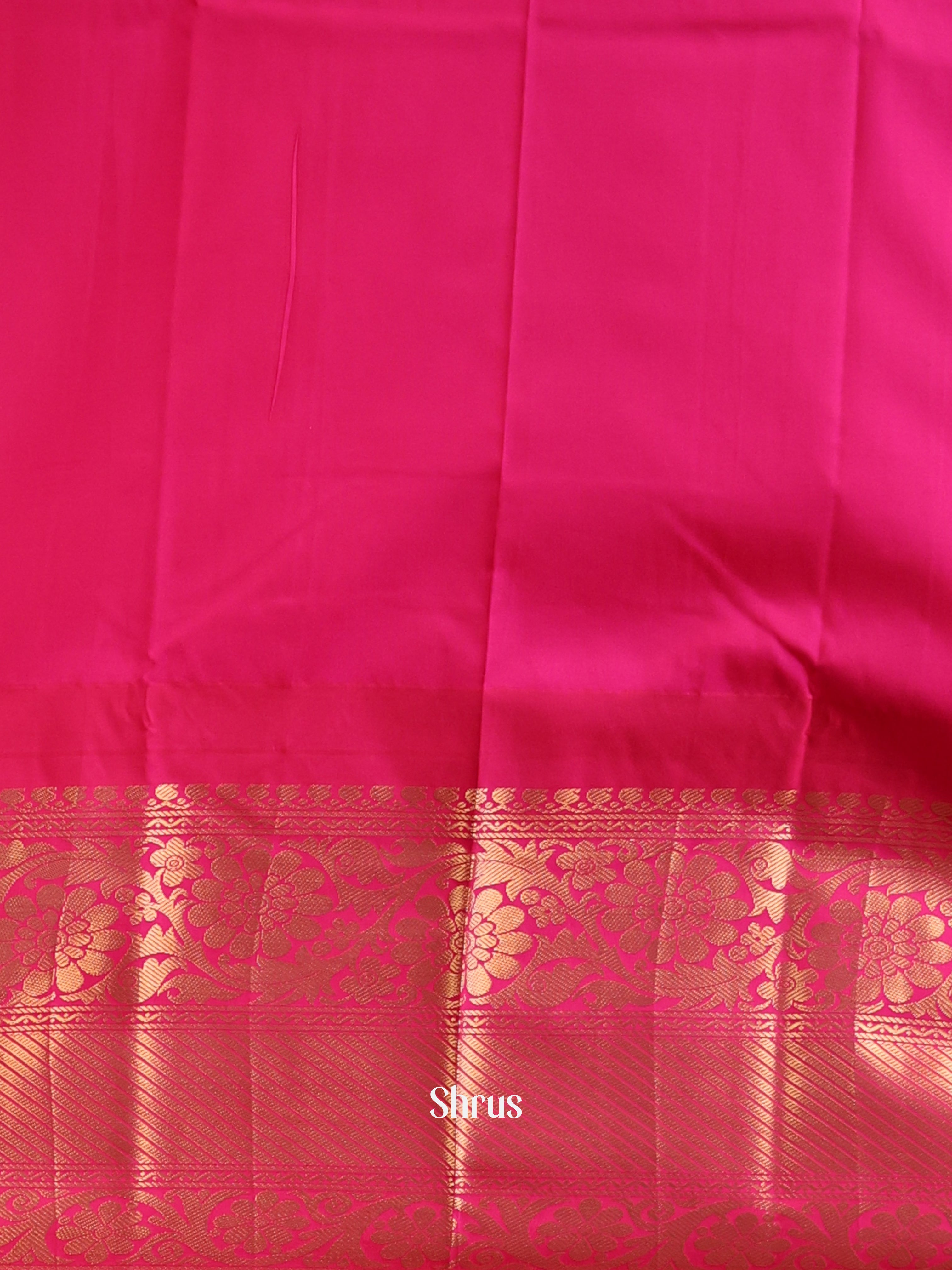 Yellow & Pink - Gadwal halfpure Saree - Shop on Shrus.com