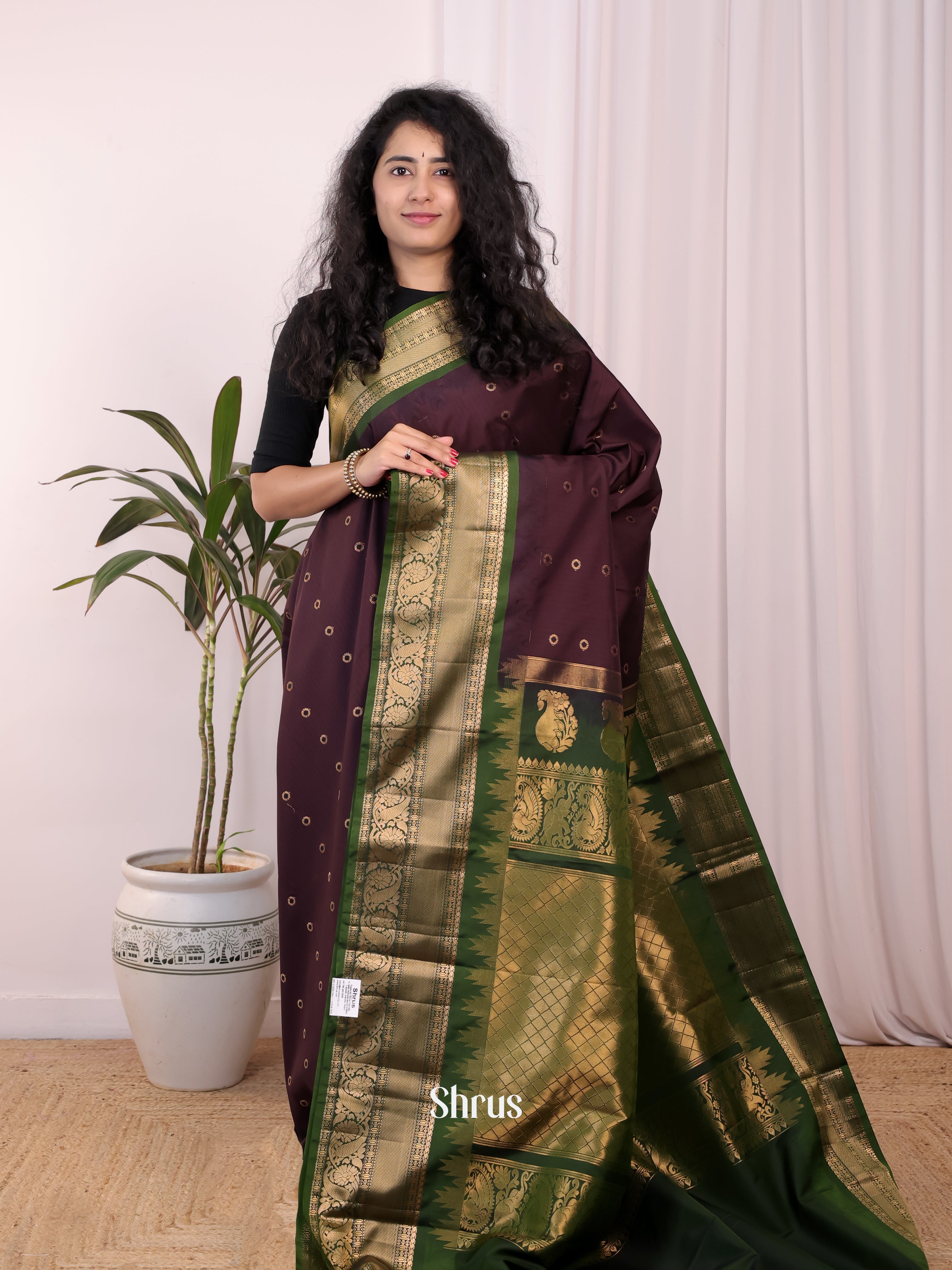CJS02668 - Gadwal halfpure Saree - Shop on Shrus.com