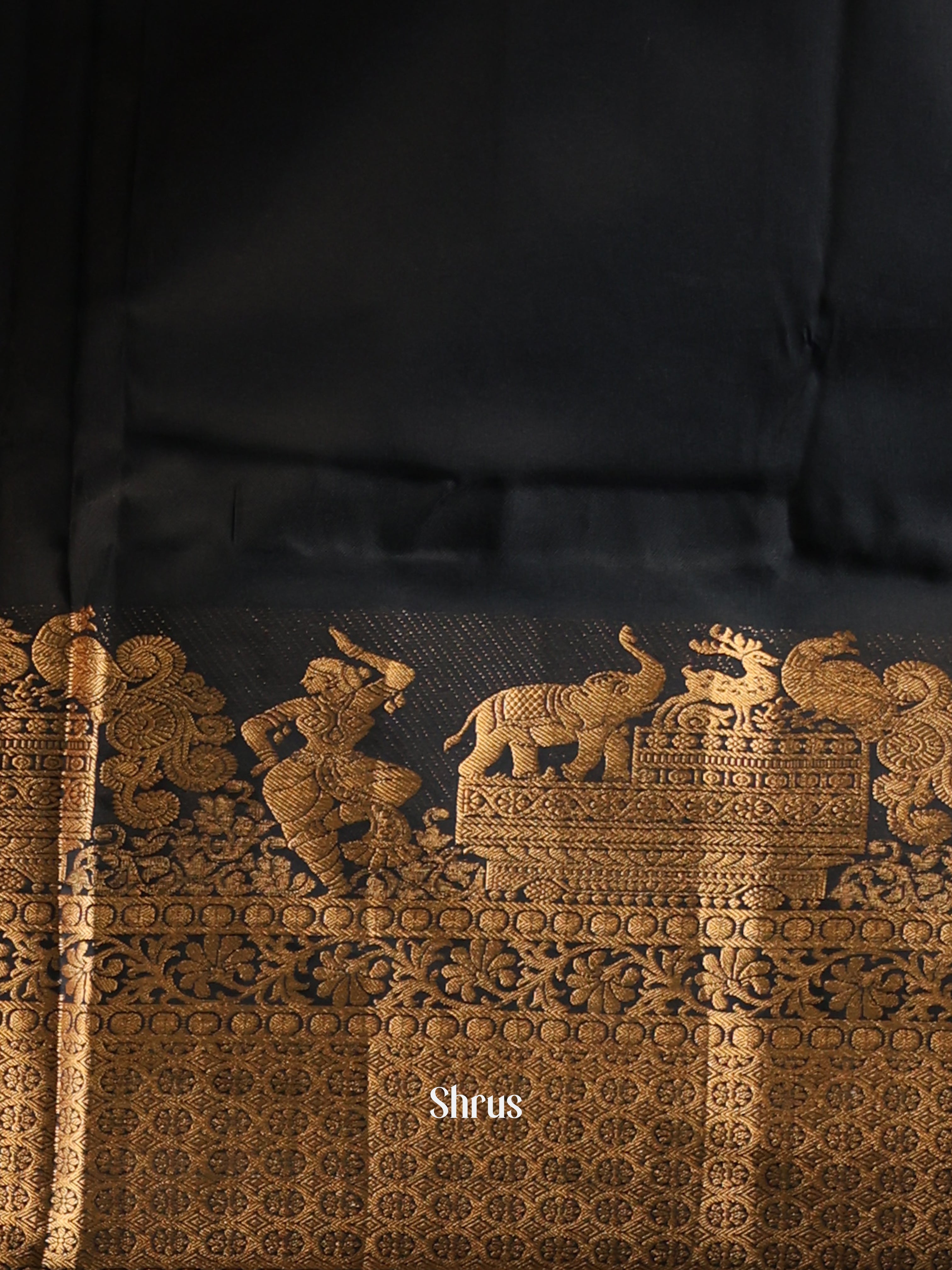 Pink & Black - Gadwal halfpure Saree - Shop on Shrus.com
