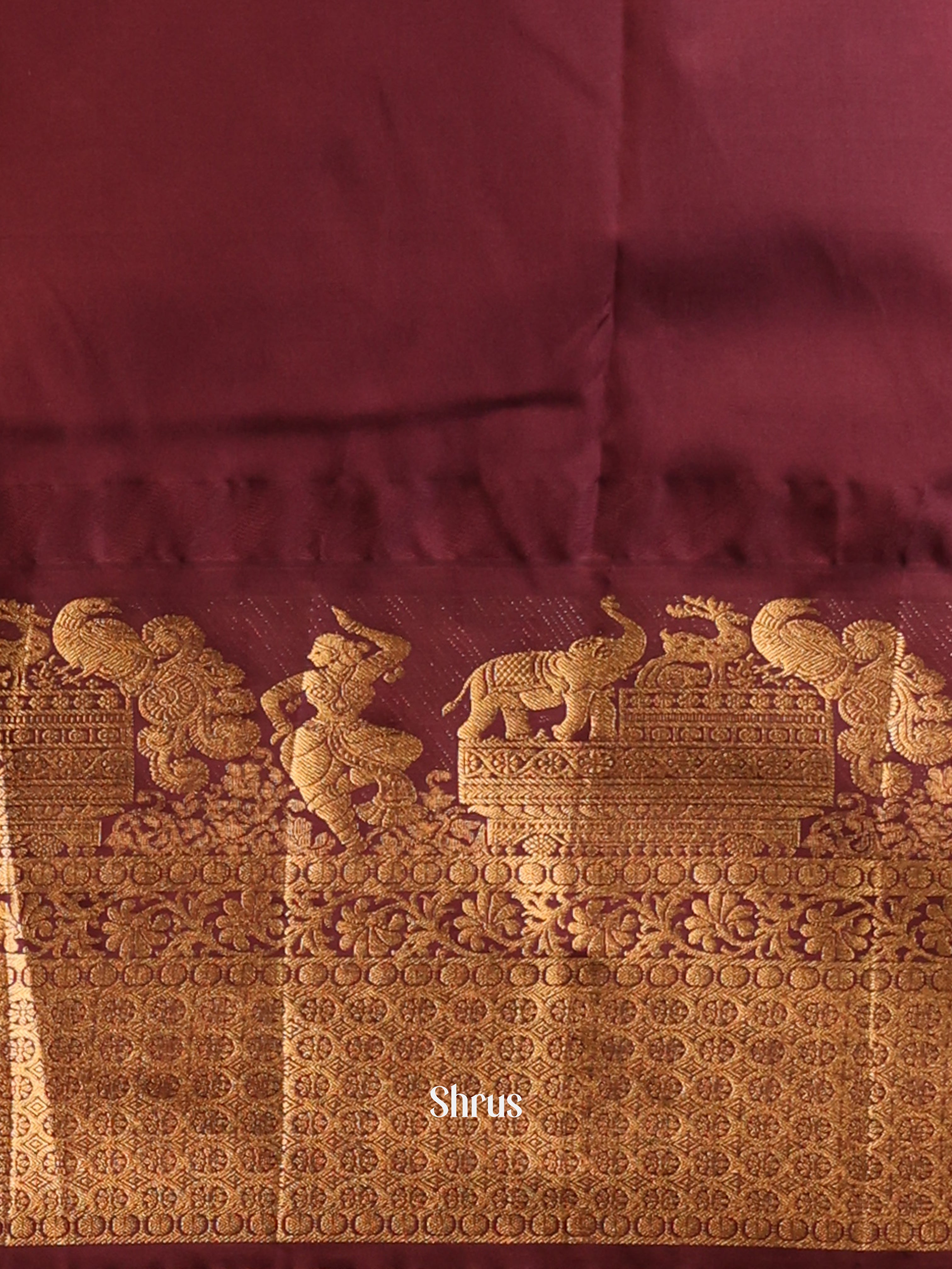 Peach & Brown- Gadwal halfpure Saree - Shop on Shrus.com