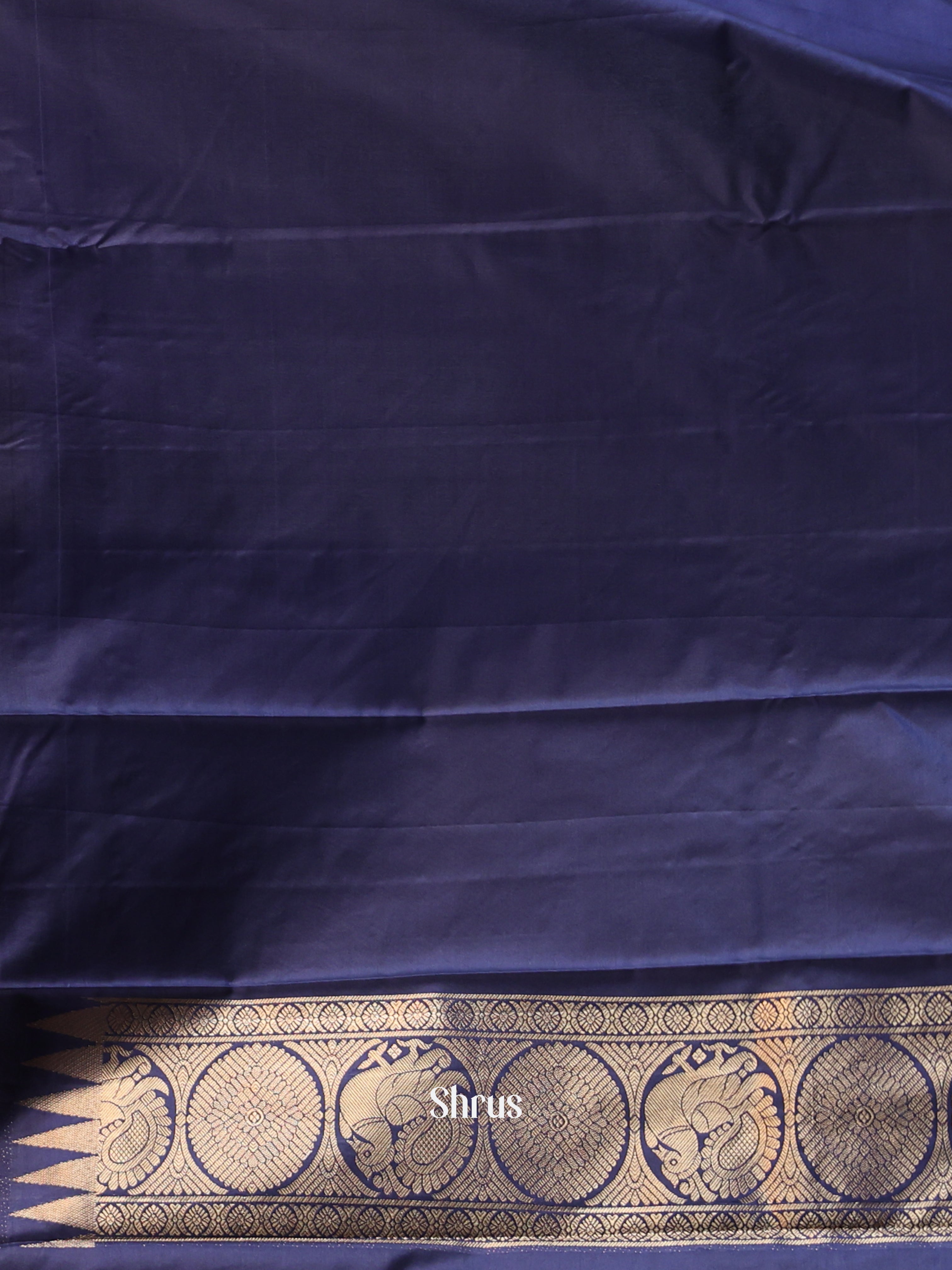 Yellow & Blue - Gadwal halfpure Saree - Shop on Shrus.com