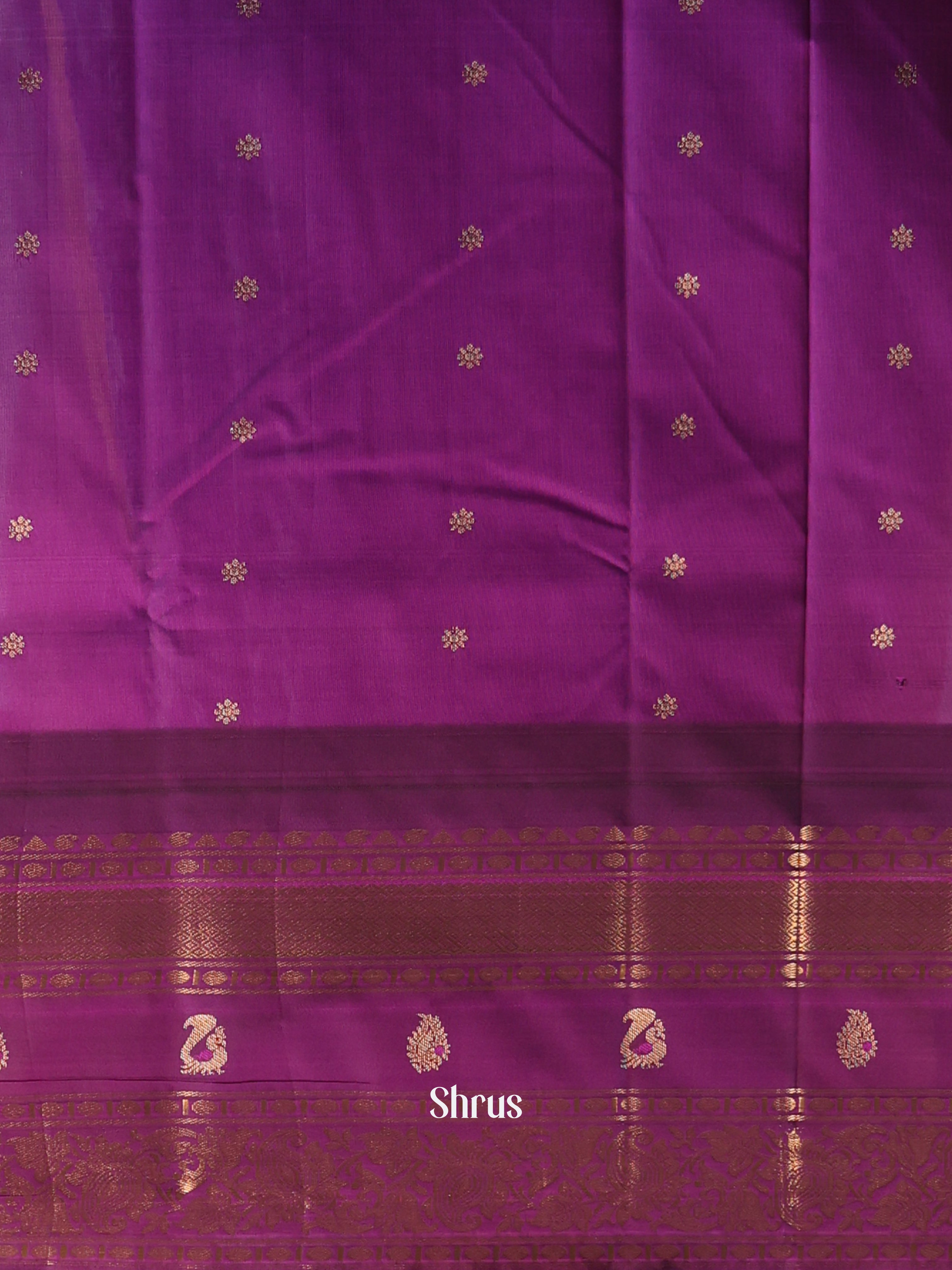 Teal & Purple - Gadwal halfpure Saree - Shop on Shrus.com