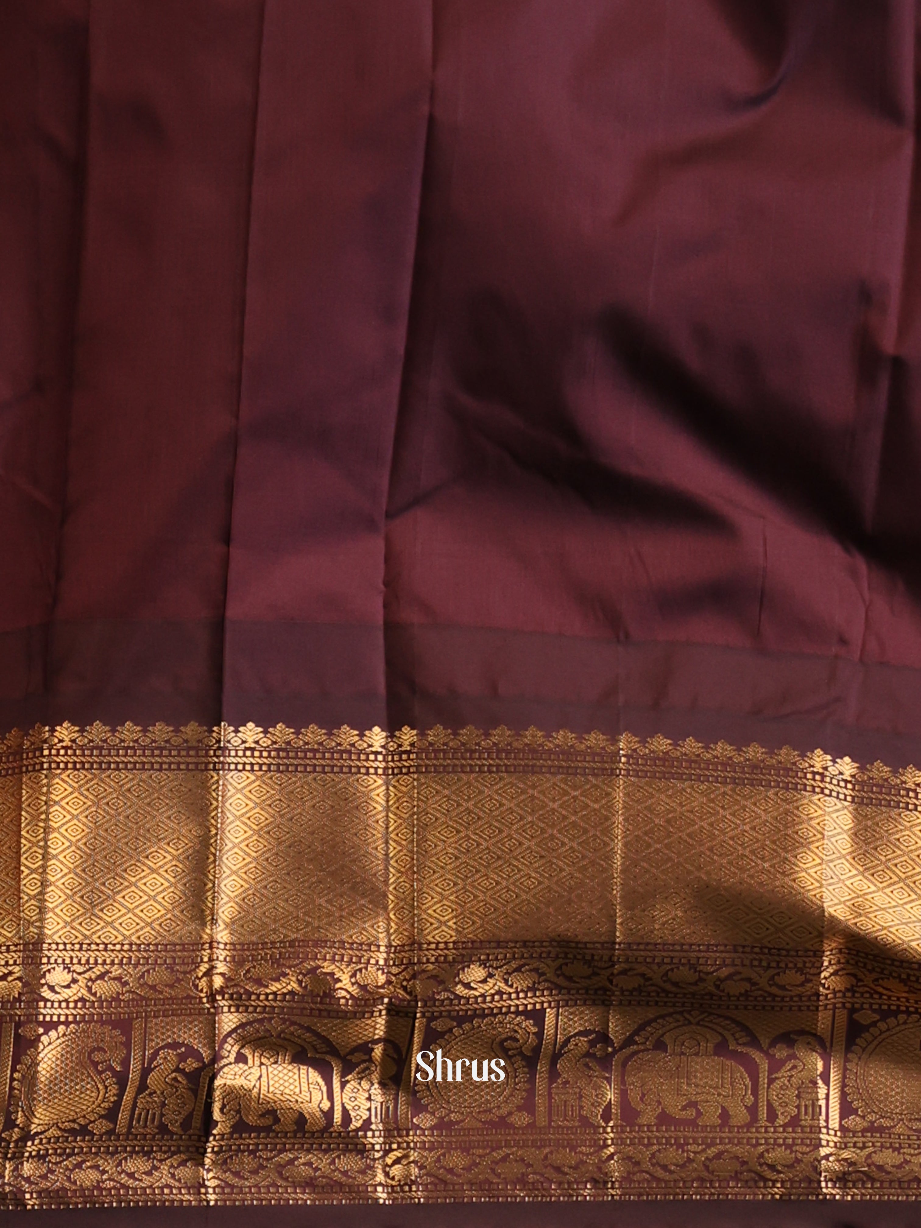 Green & Brown - Gadwal halfpure Saree - Shop on Shrus.com