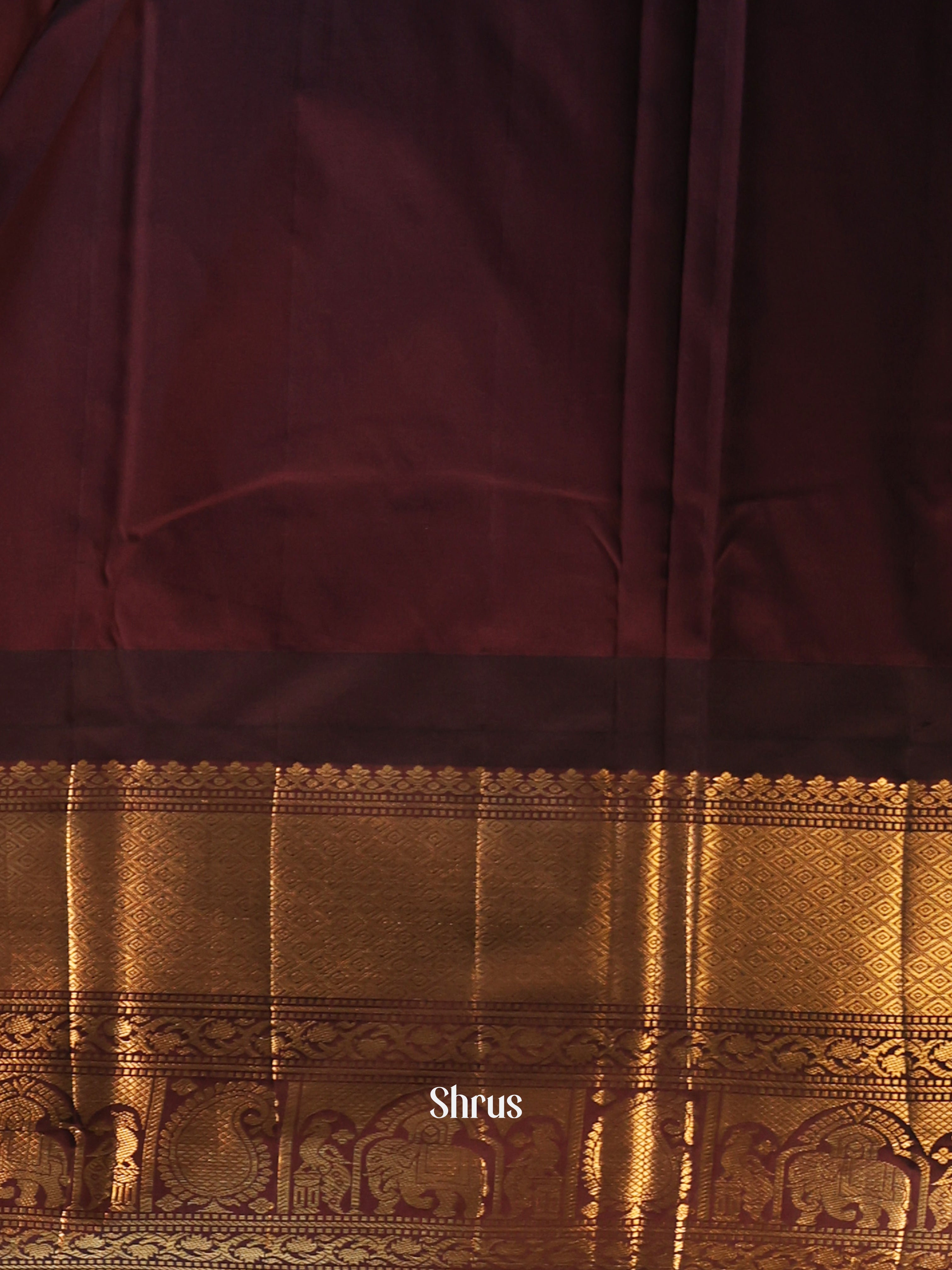 Red & Brown- Gadwal halfpure Saree - Shop on Shrus.com