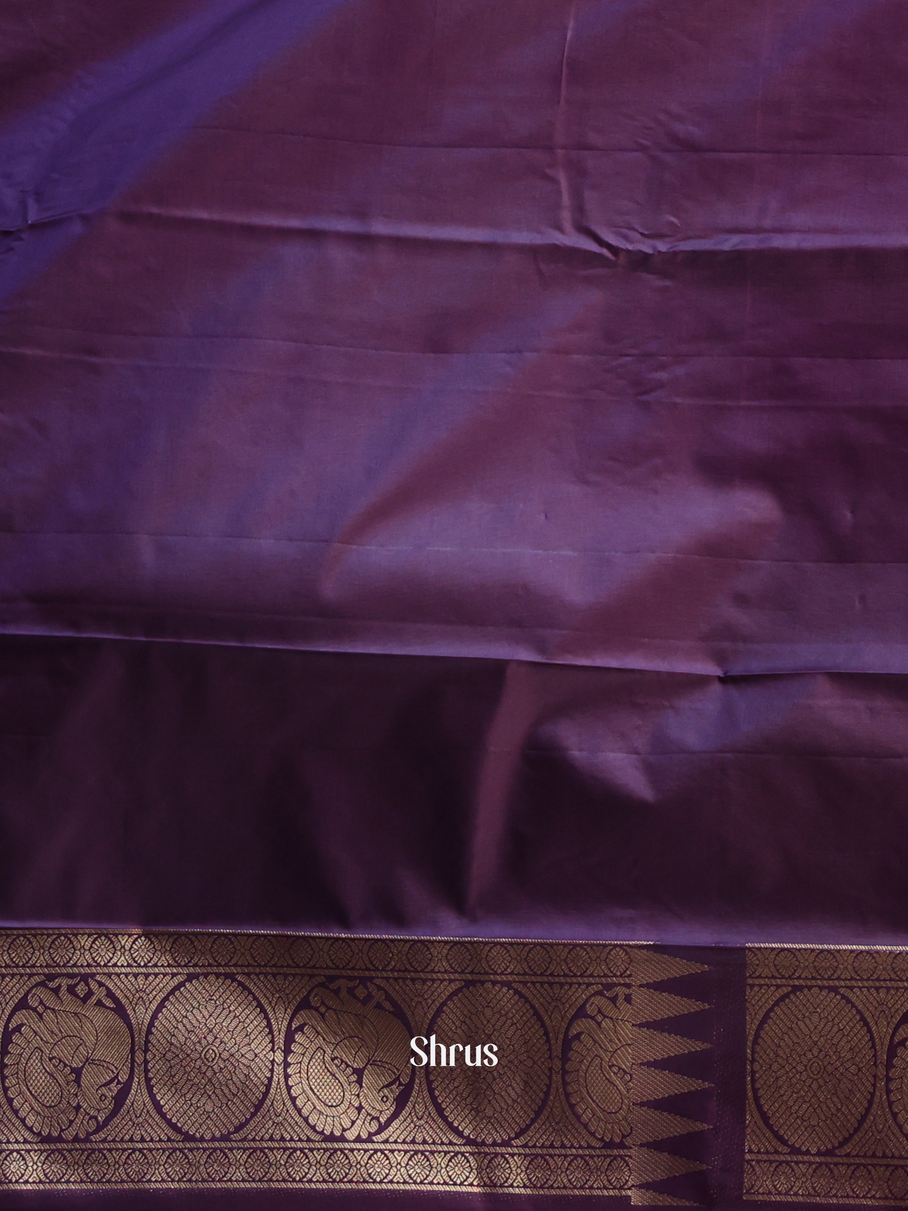 Orange & Violet- Gadwal halfpure Saree - Shop on Shrus.com