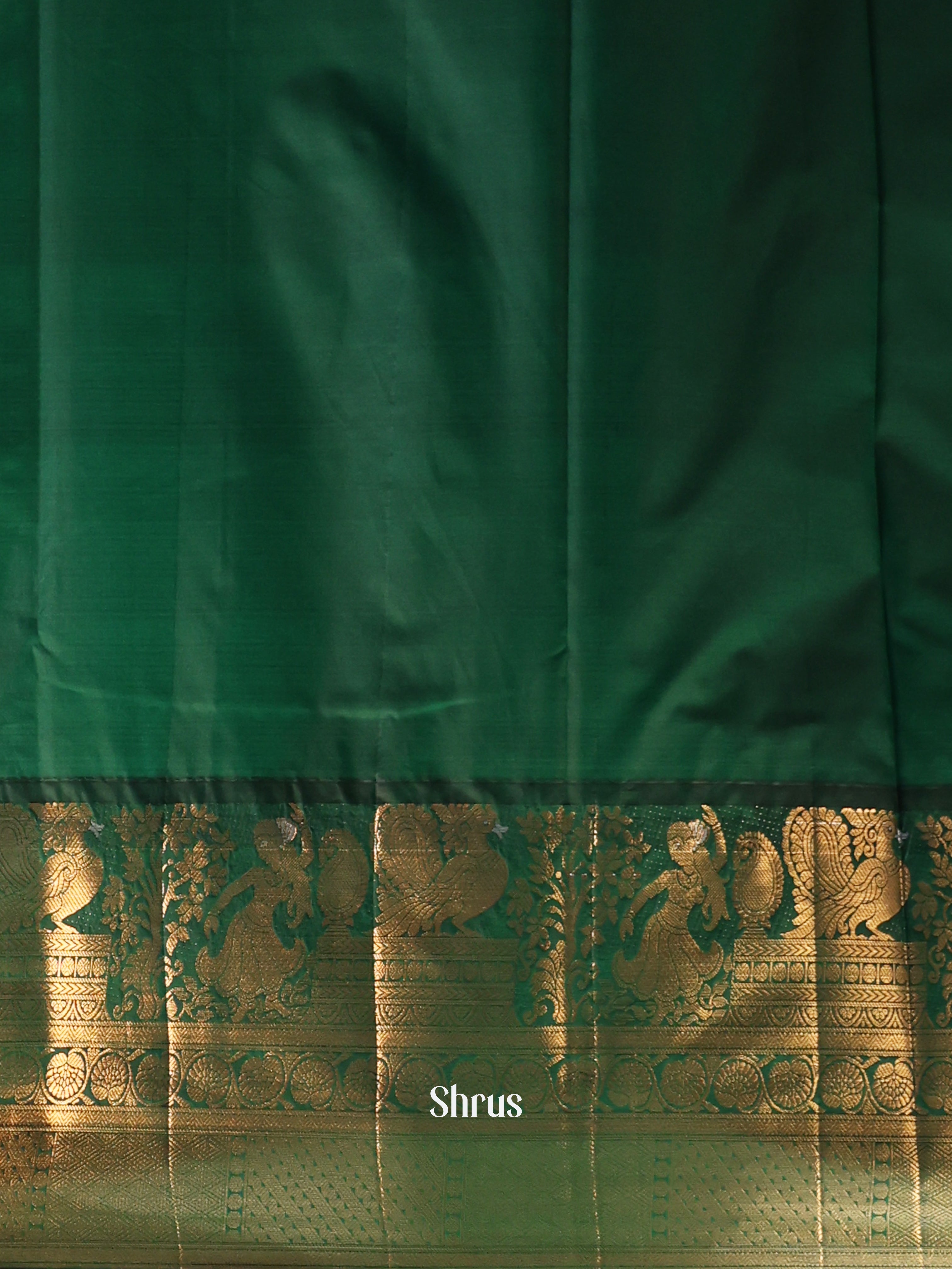 Blue & Green - Gadwal halfpure Saree - Shop on Shrus.com
