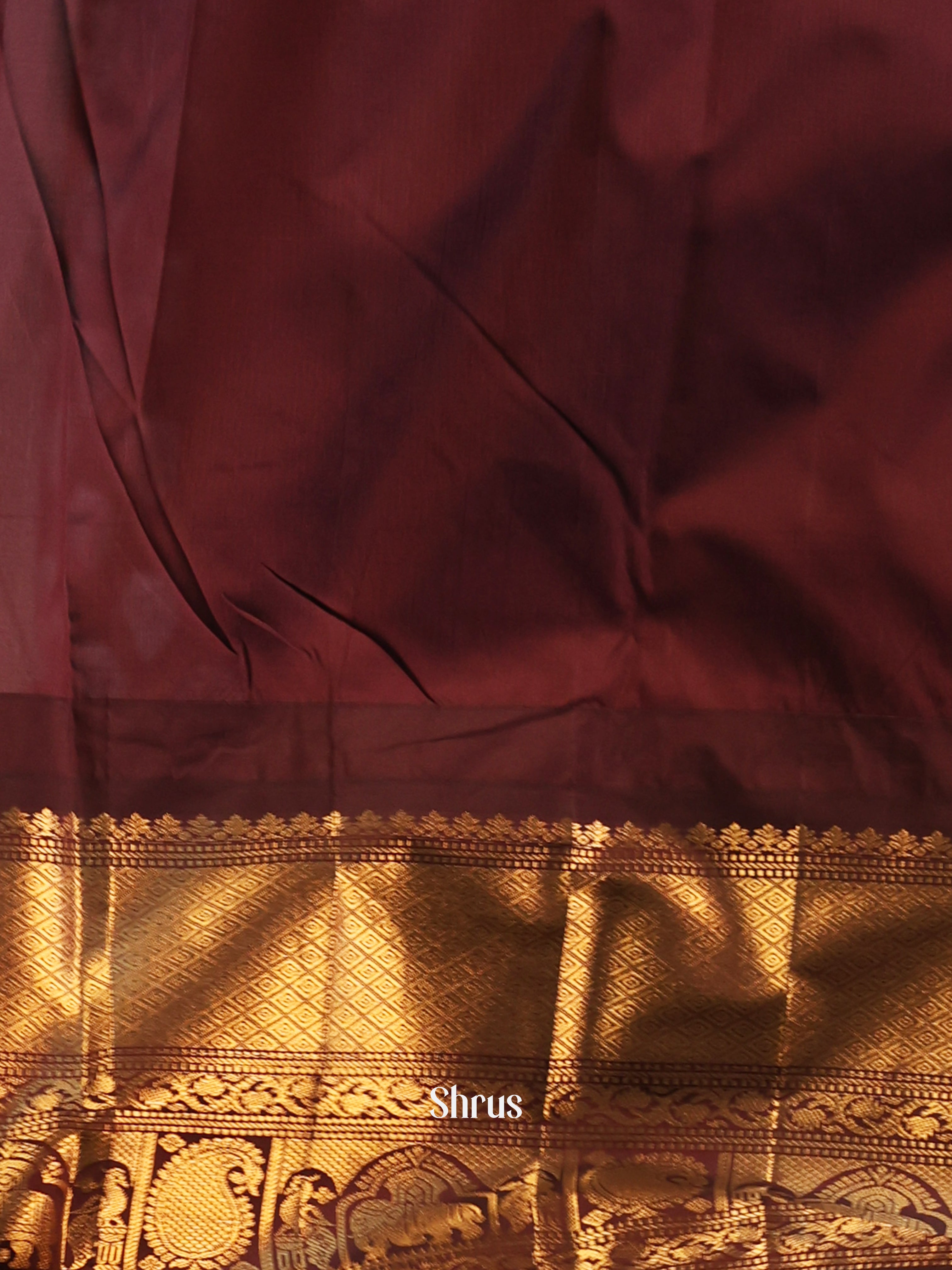 Blue & Brown - Gadwal halfpure Saree - Shop on Shrus.com