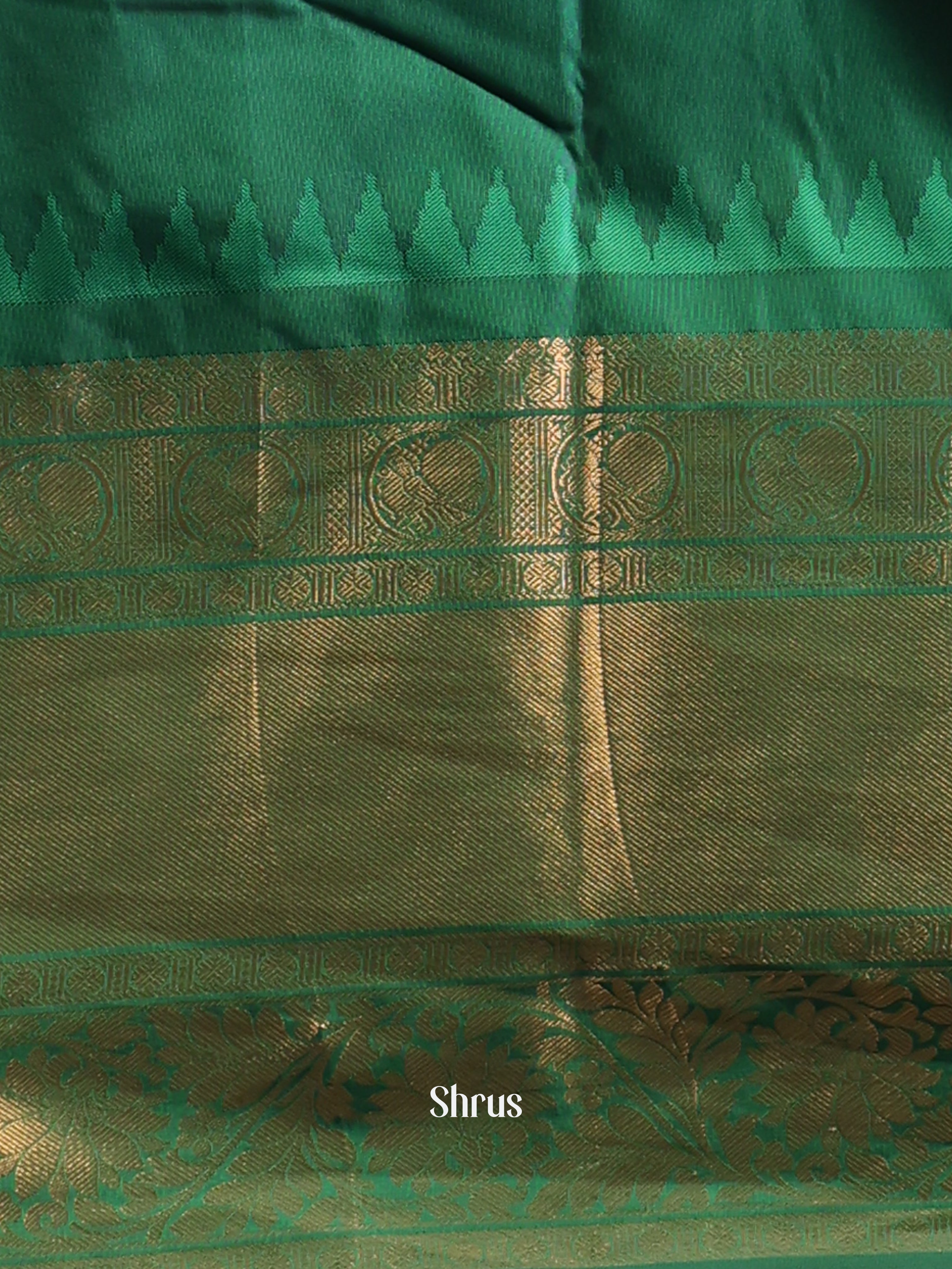 Red & Green- Gadwal halfpure Saree - Shop on Shrus.com