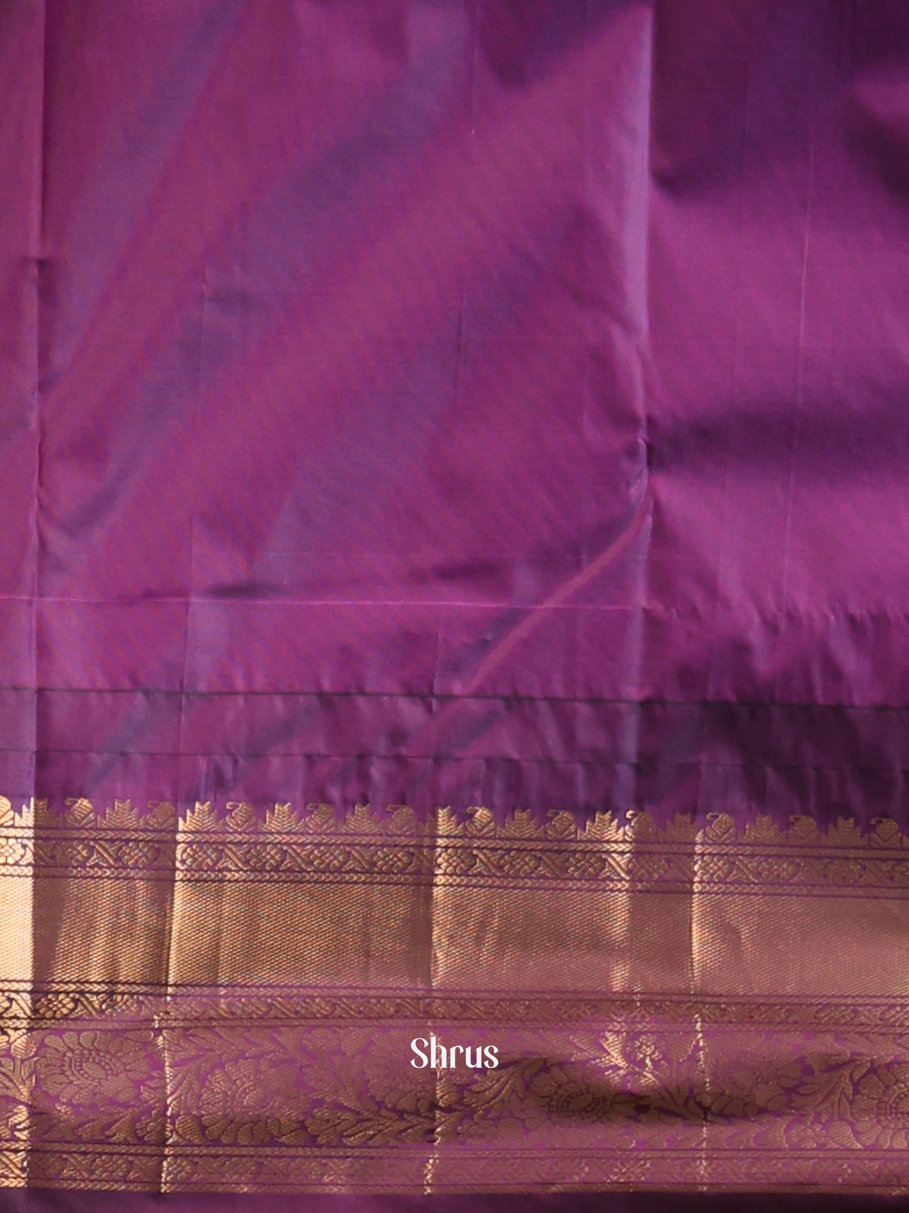 Green & Purple - Gadwal halfpure Saree - Shop on Shrus.com