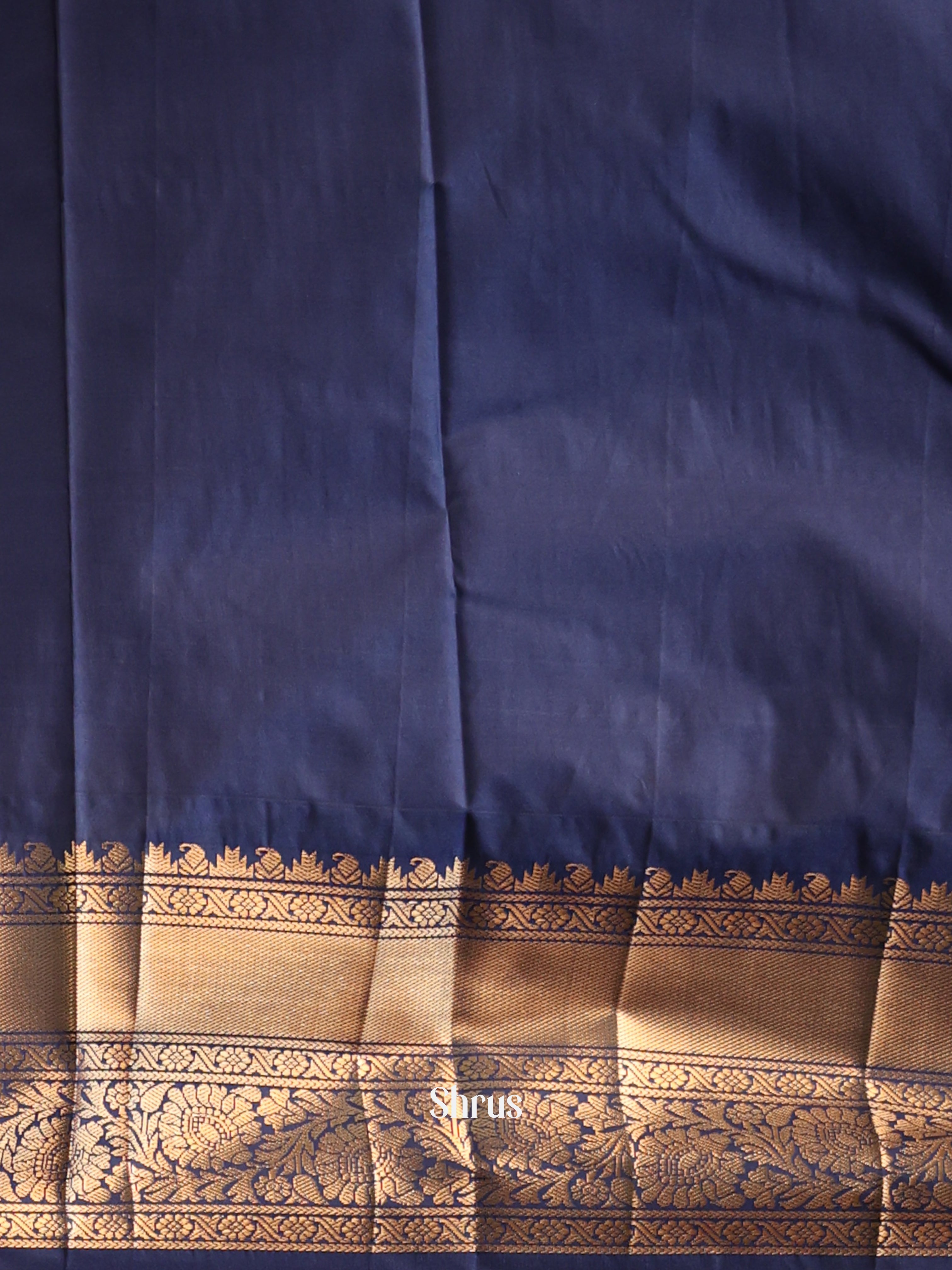 Mustard & Blue - Gadwal halfpure Saree - Shop on Shrus.com