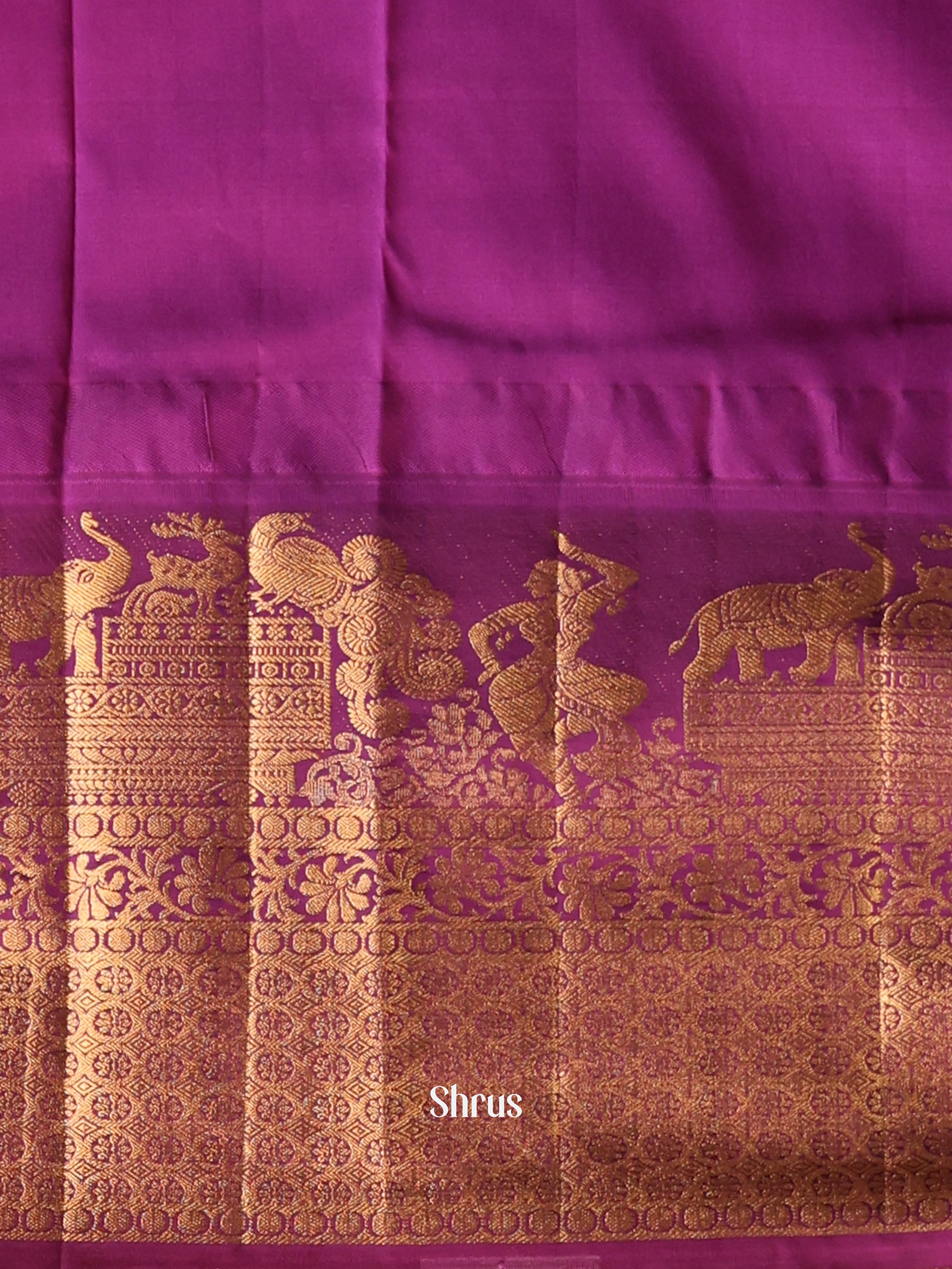 Yellow & Purple - Gadwal halfpure Saree - Shop on Shrus.com