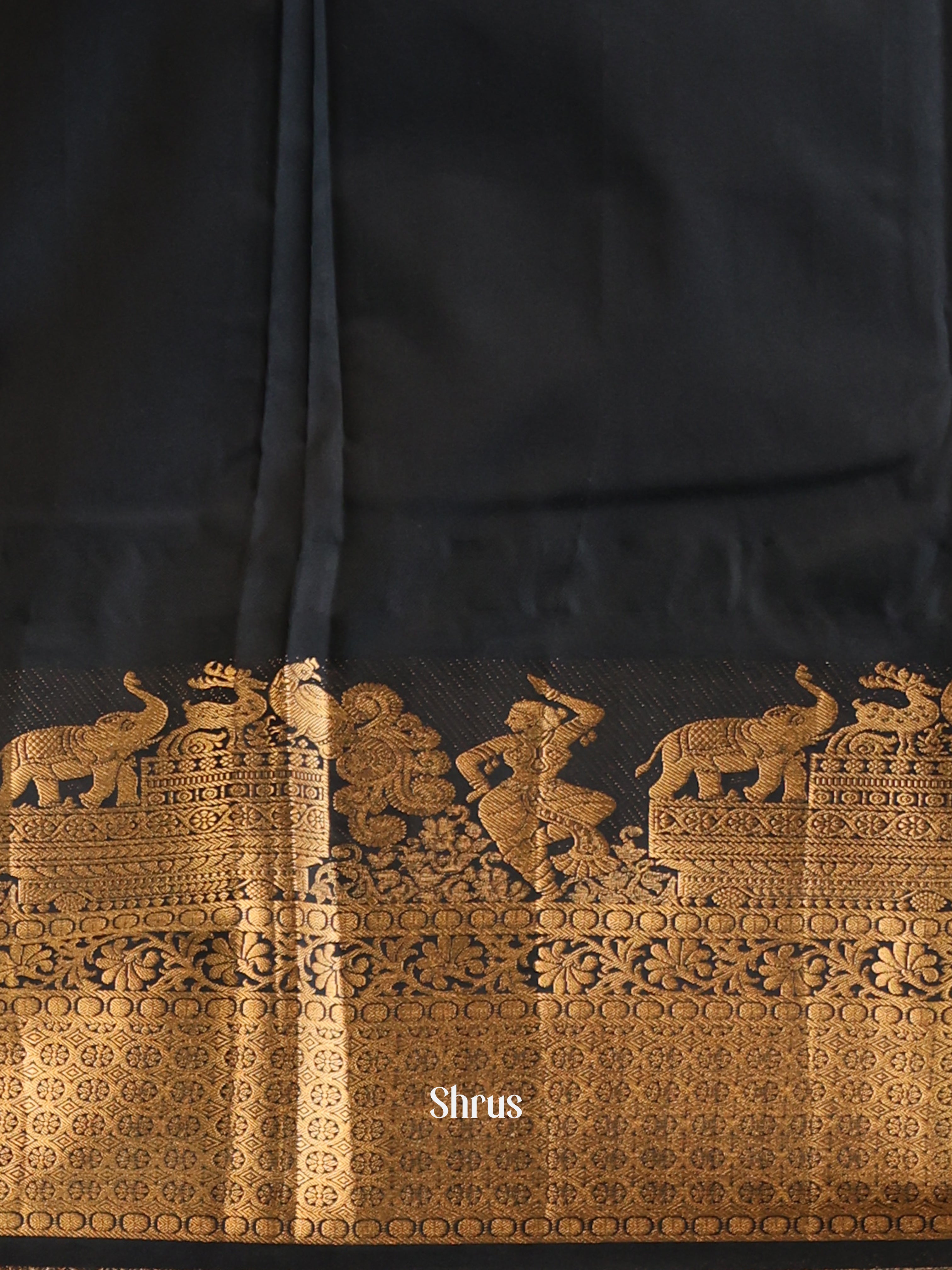 Pink & Black - Gadwal halfpure Saree - Shop on Shrus.com