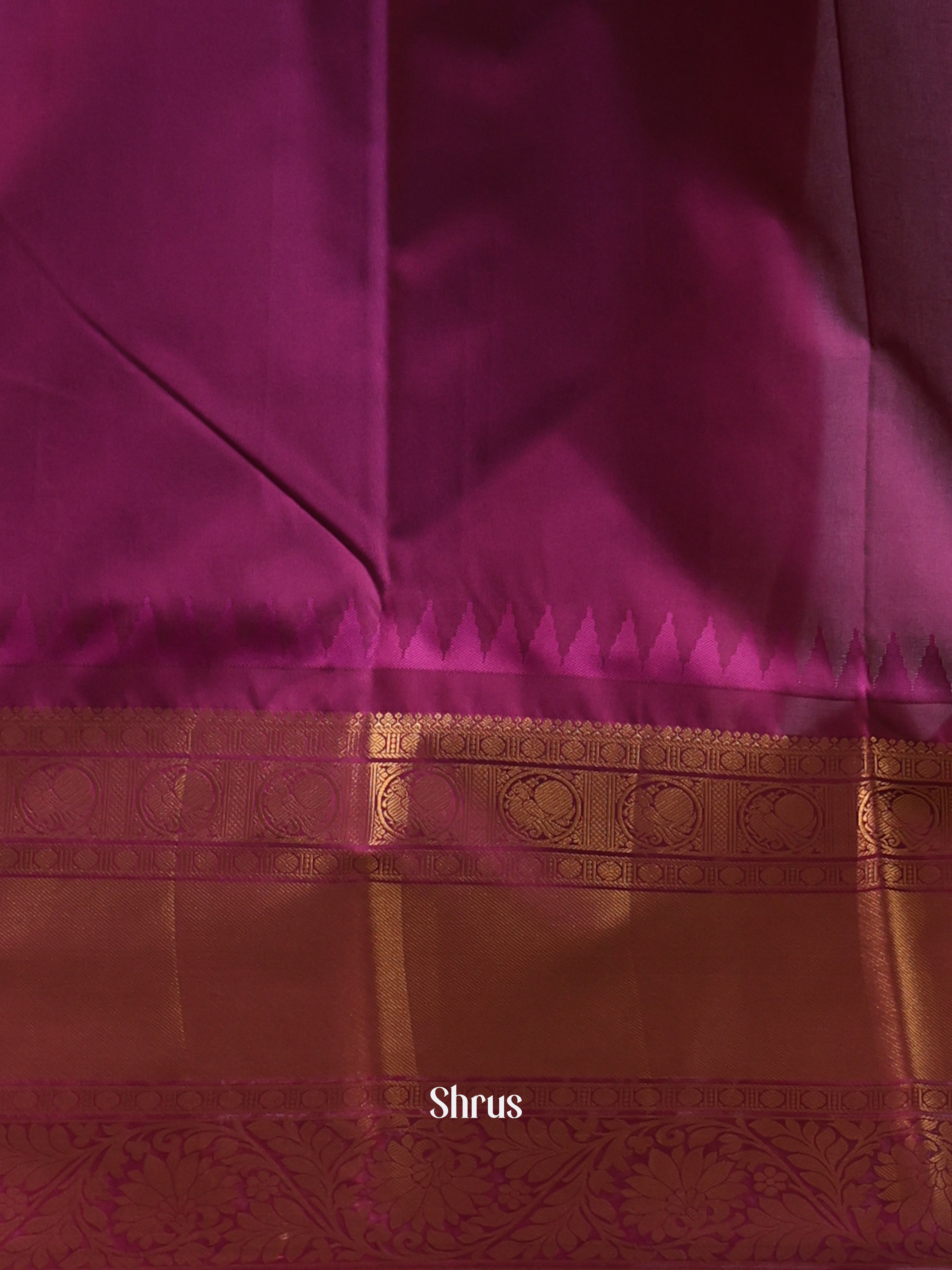 Lime Yellow & Purple- Gadwal halfpure Saree - Shop on Shrus.com