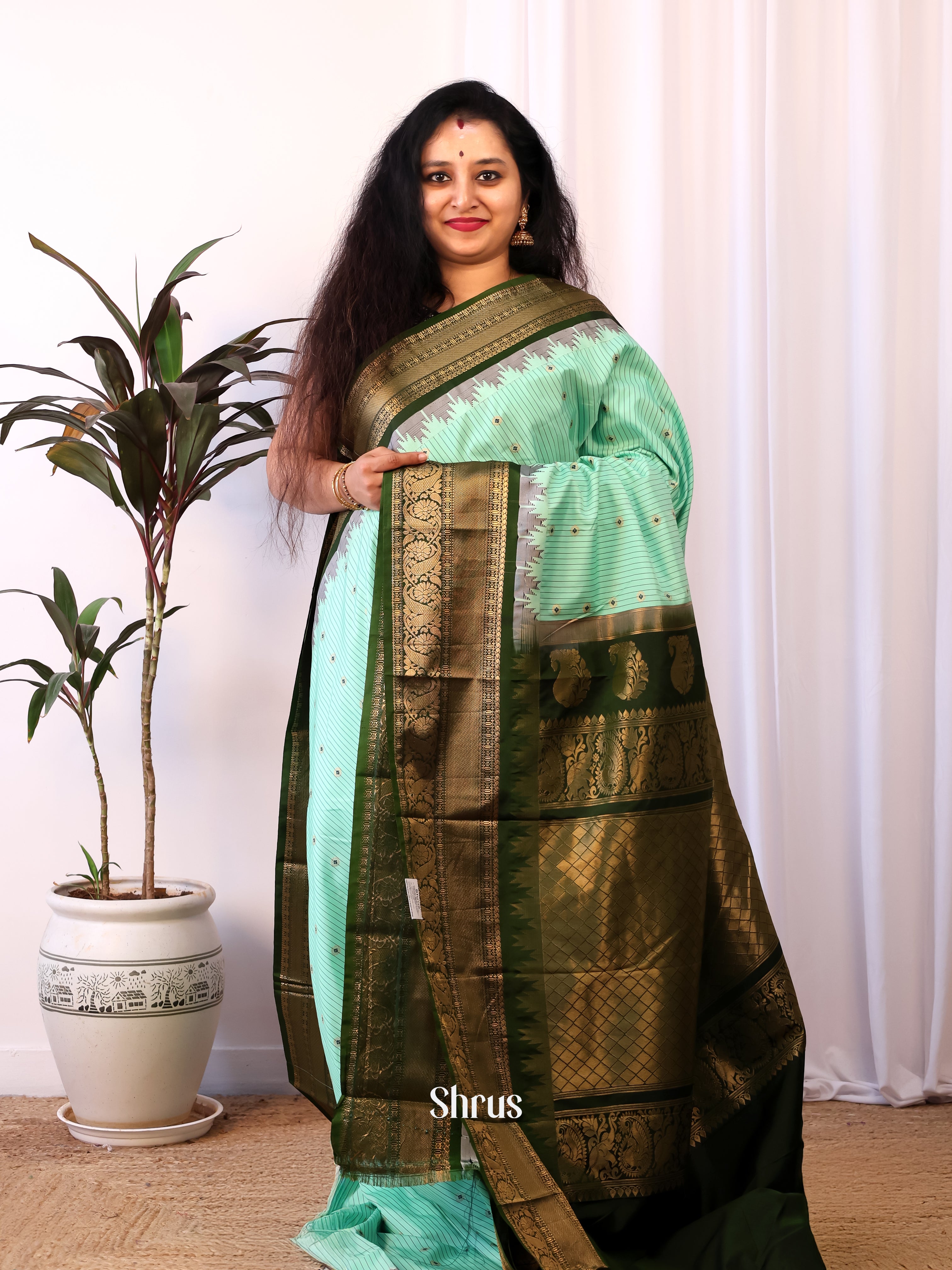 CJS02737 - Gadwal halfpure Saree - Shop on Shrus.com
