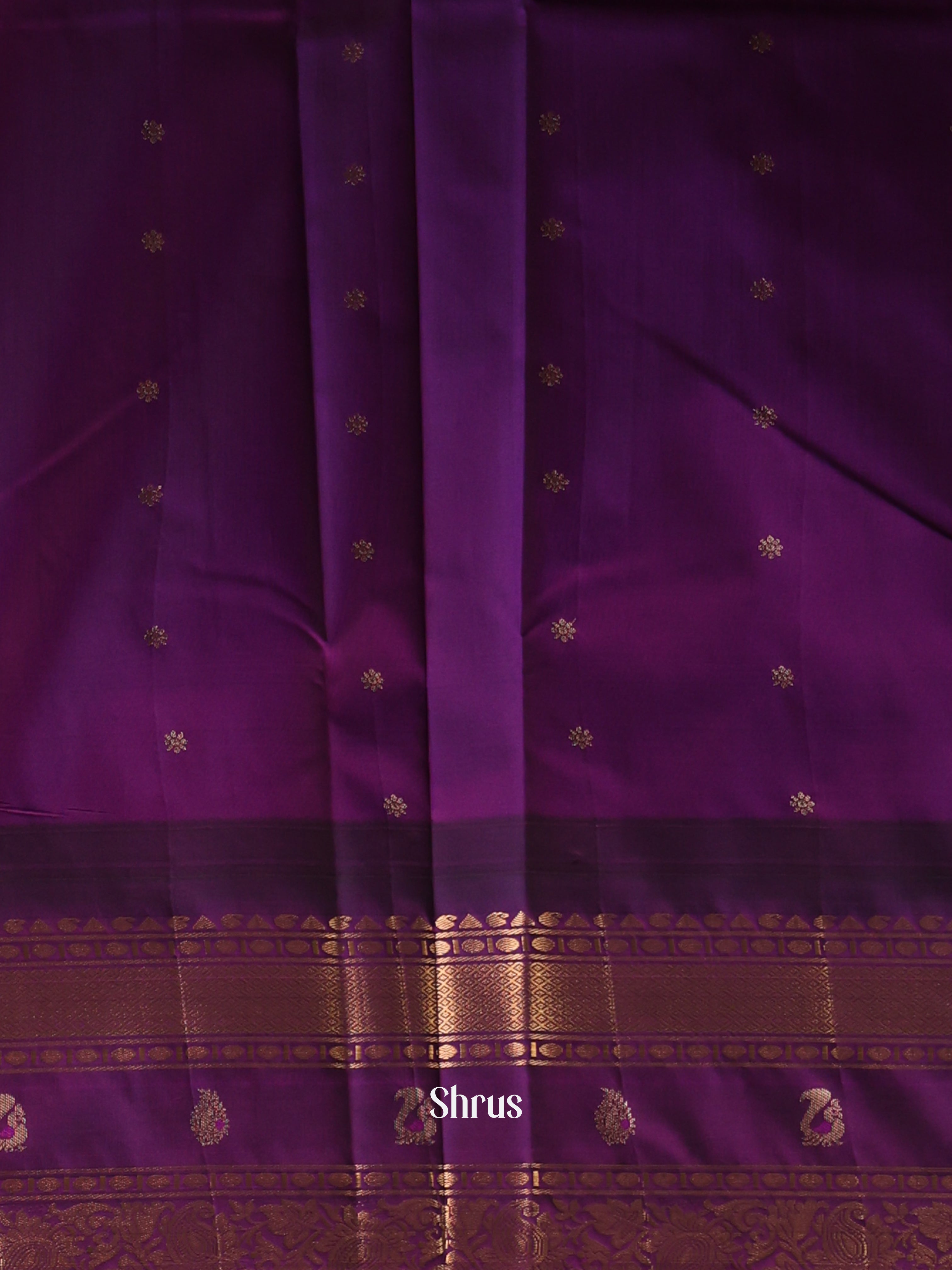 Green & Purple- Gadwal halfpure Saree - Shop on Shrus.com