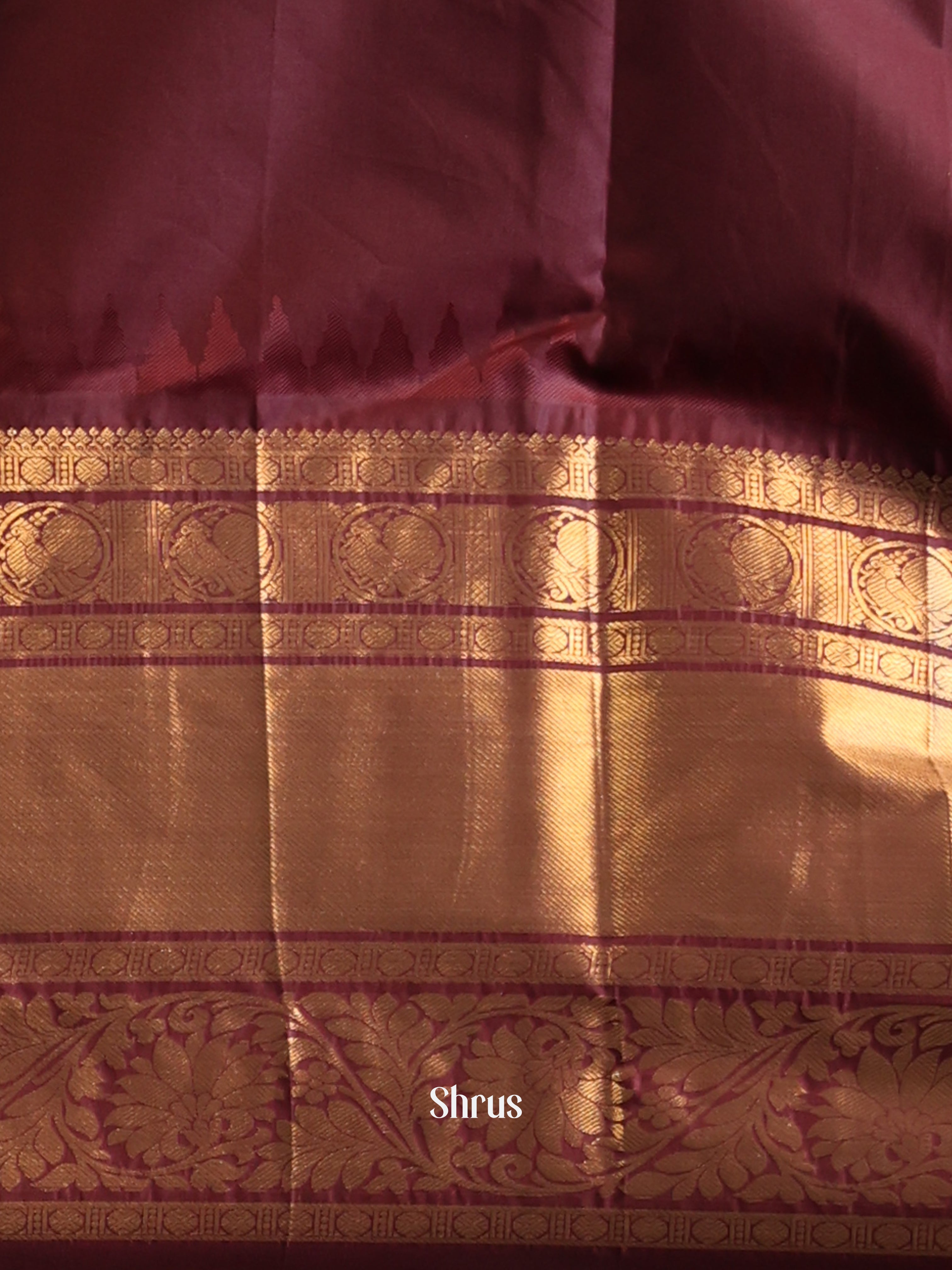 Deep Pink & Brown - Gadwal halfpure Saree - Shop on Shrus.com
