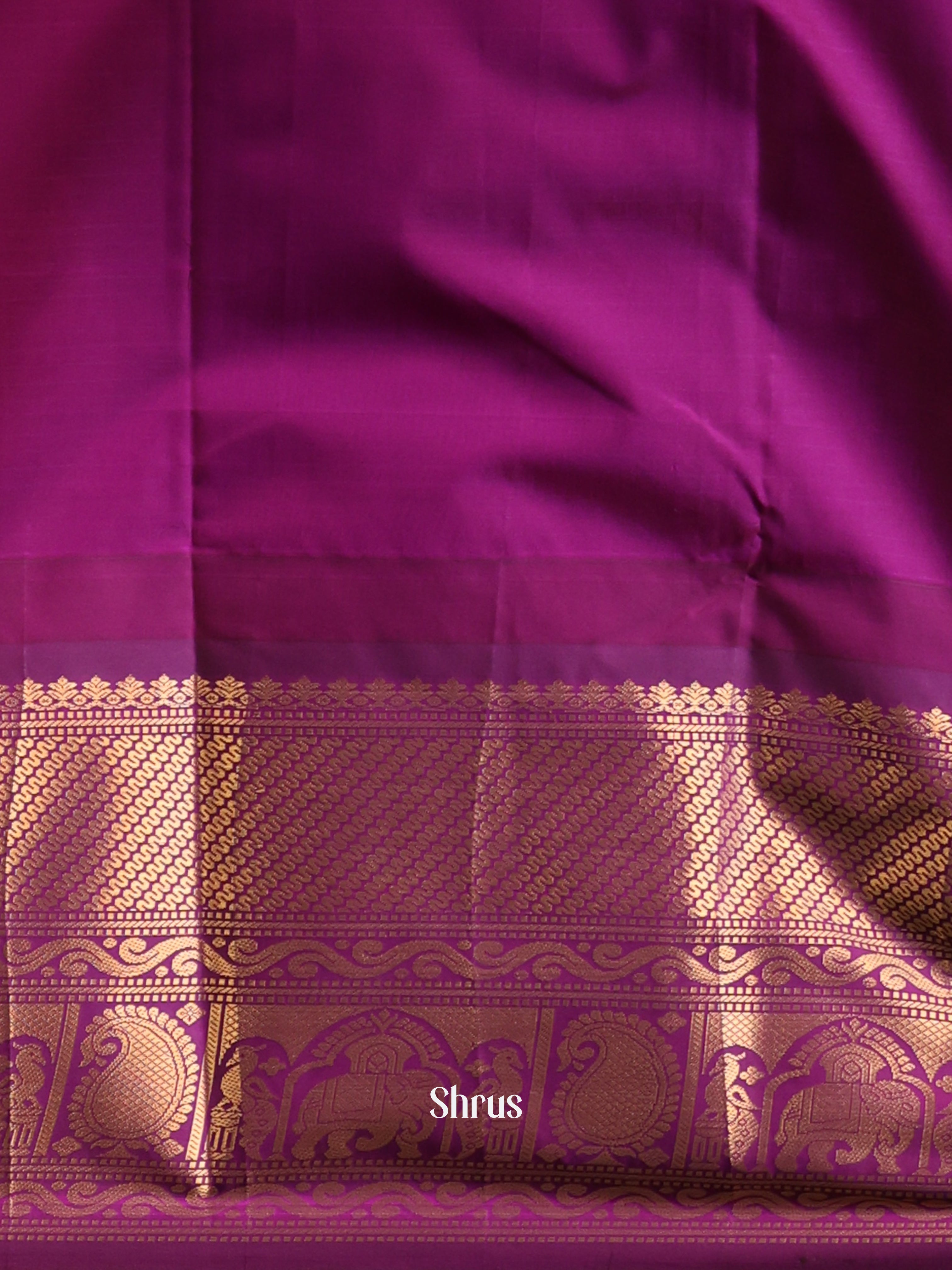 Pink & Purple - Gadwal halfpure Saree - Shop on Shrus.com
